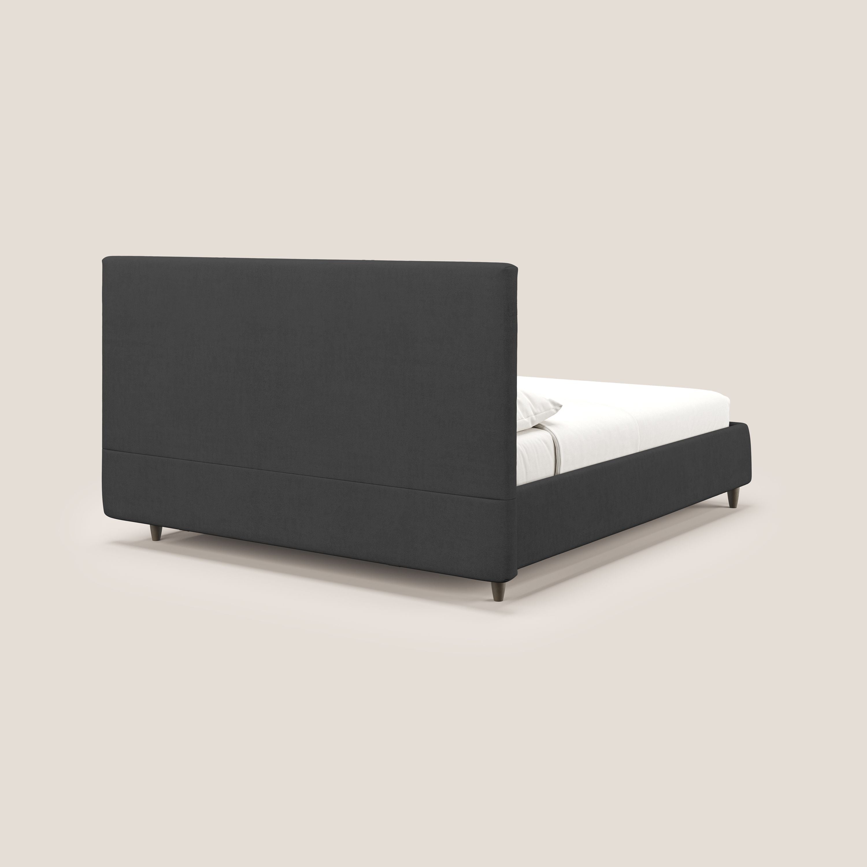 Martina letto imbottito contenitore in tessuto impermeabile T02 nero - divani.store