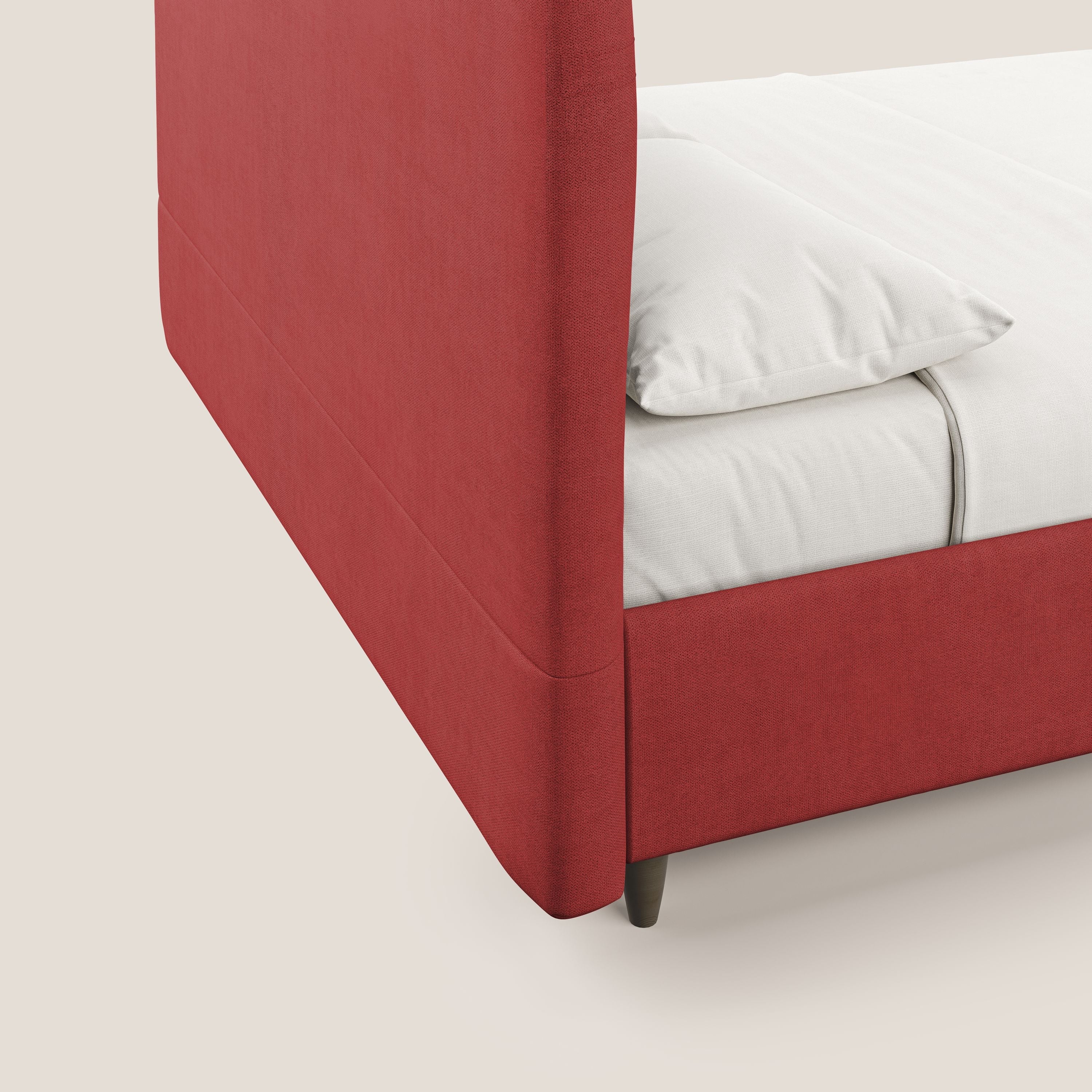 Martina letto imbottito contenitore in tessuto impermeabile T02 rosso - divani.store