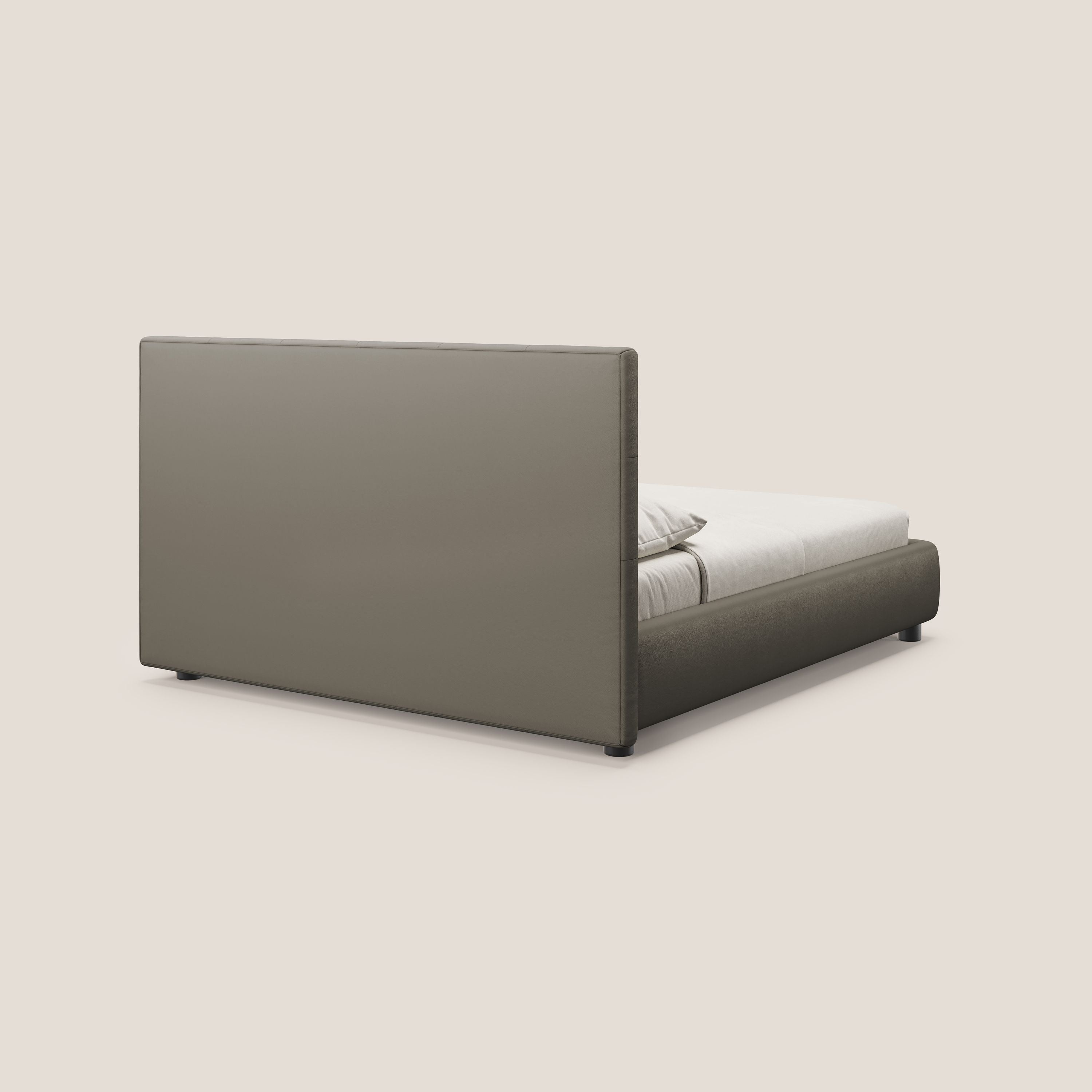 Minato letto imbottito contenitore con testata trapuntata in ecopelle impermeabile T04 talpa - divani.store