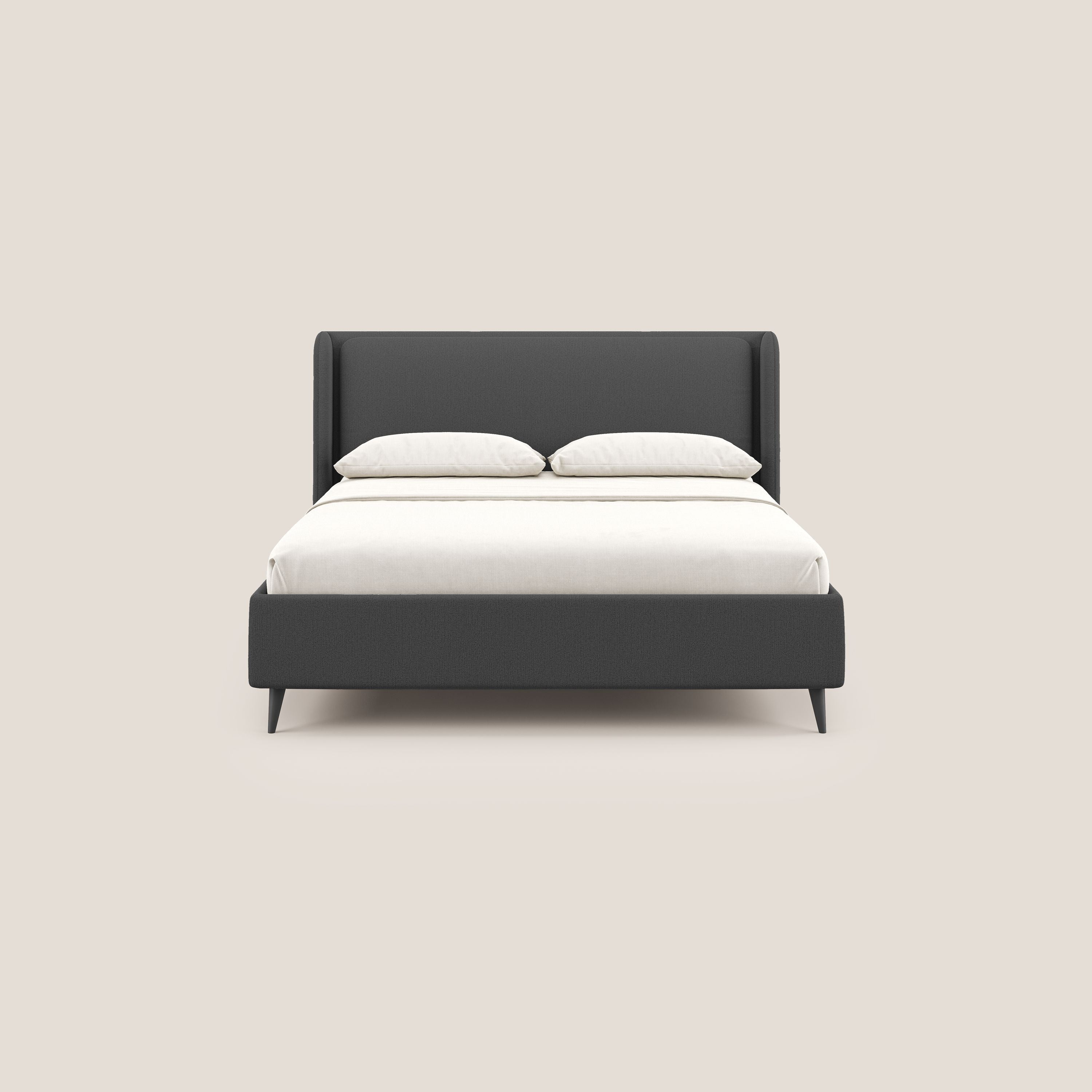 Nadine letto contenitore di design e comfort Italiano in tessuto impermeabile T19 antracite - divani.store