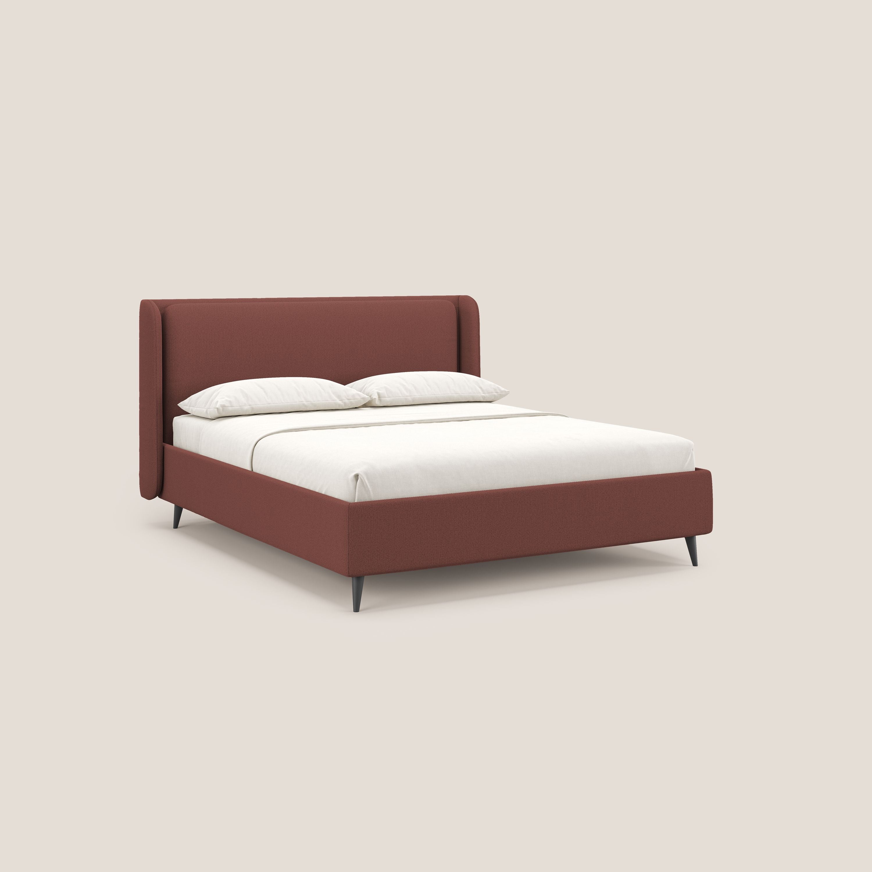 Nadine letto contenitore di design e comfort Italiano in tessuto impermeabile T19 salmone - divani.store