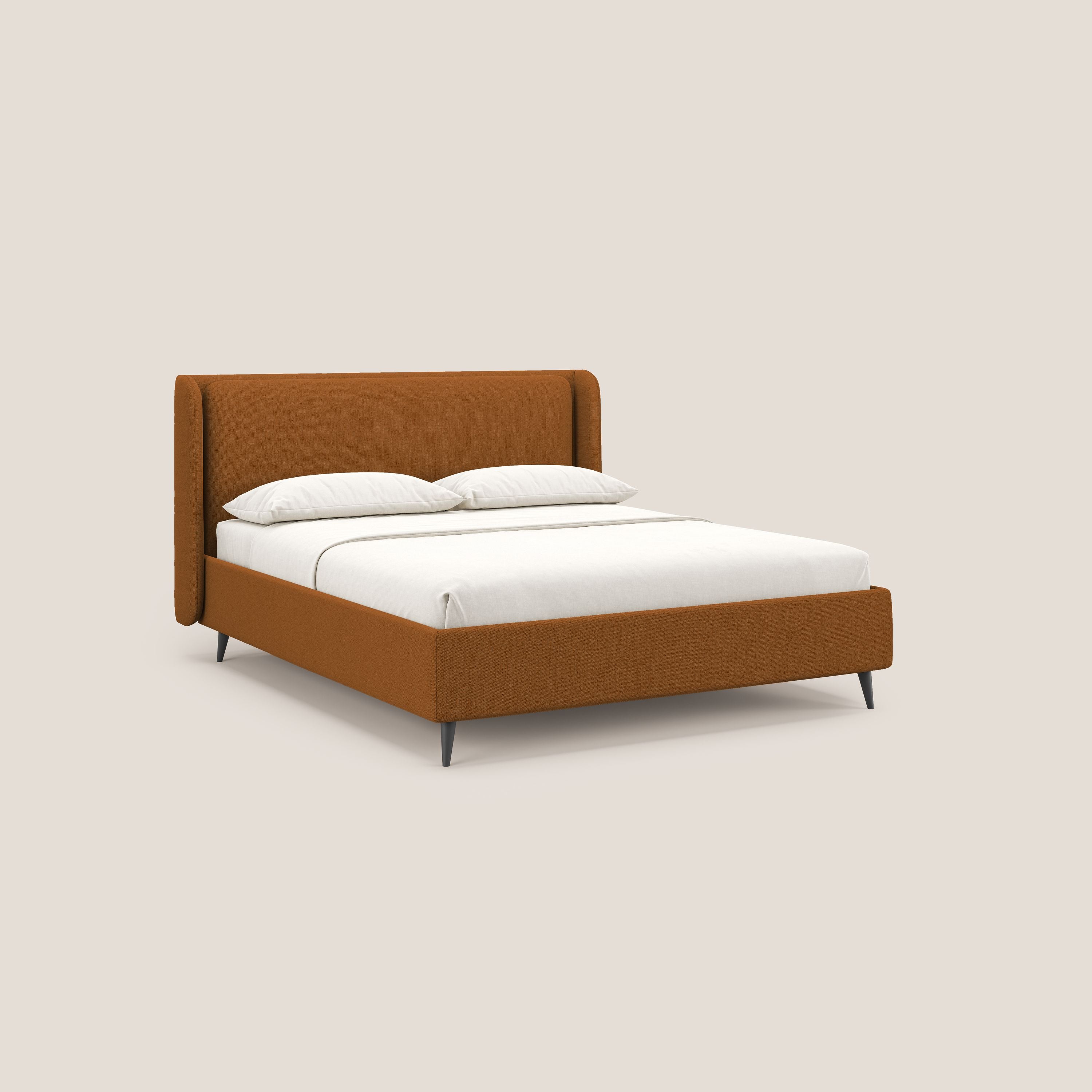 Nadine letto contenitore di design e comfort Italiano in tessuto impermeabile T19 arancio - divani.store