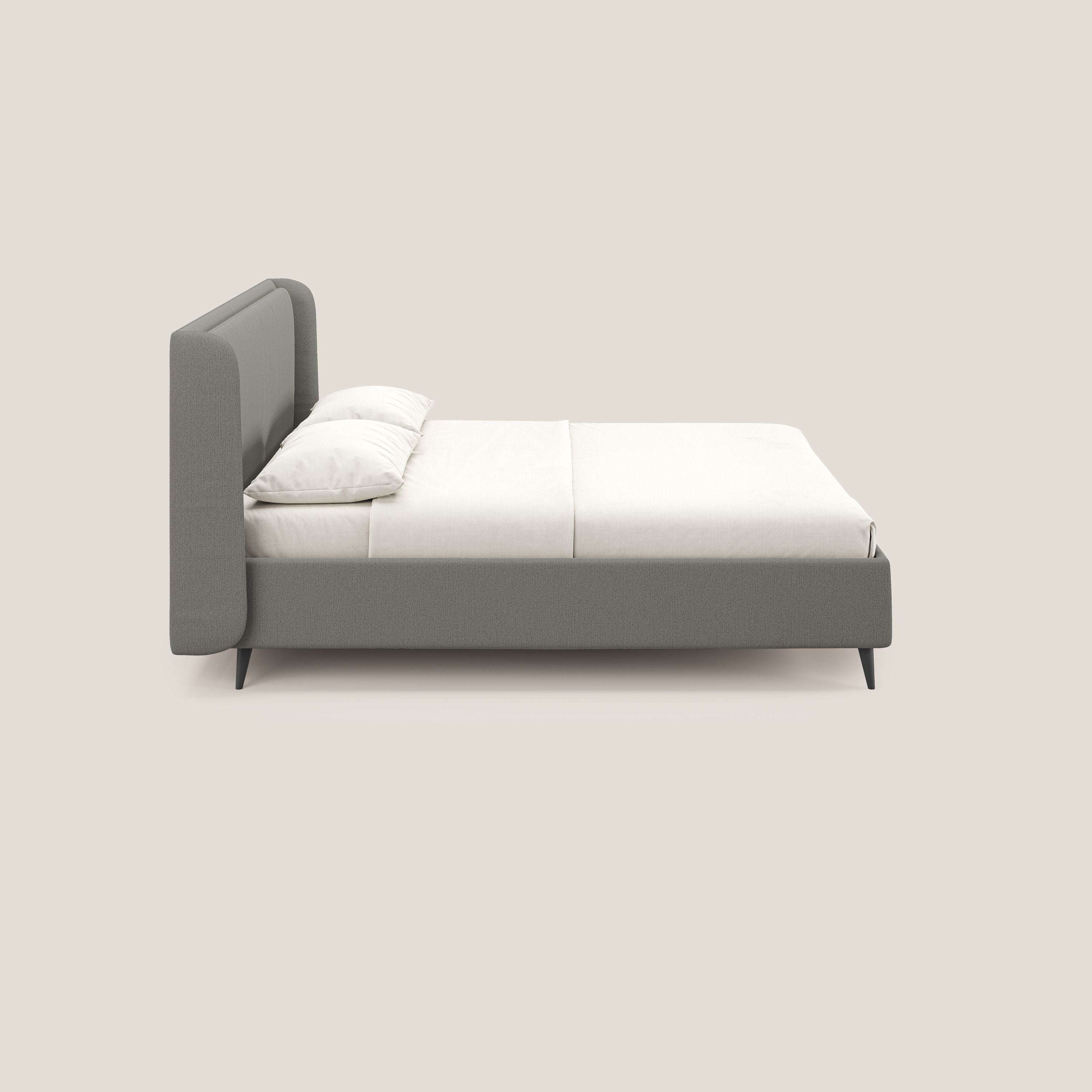 Nadine letto contenitore di design e comfort Italiano in tessuto impermeabile T19 beige - divani.store
