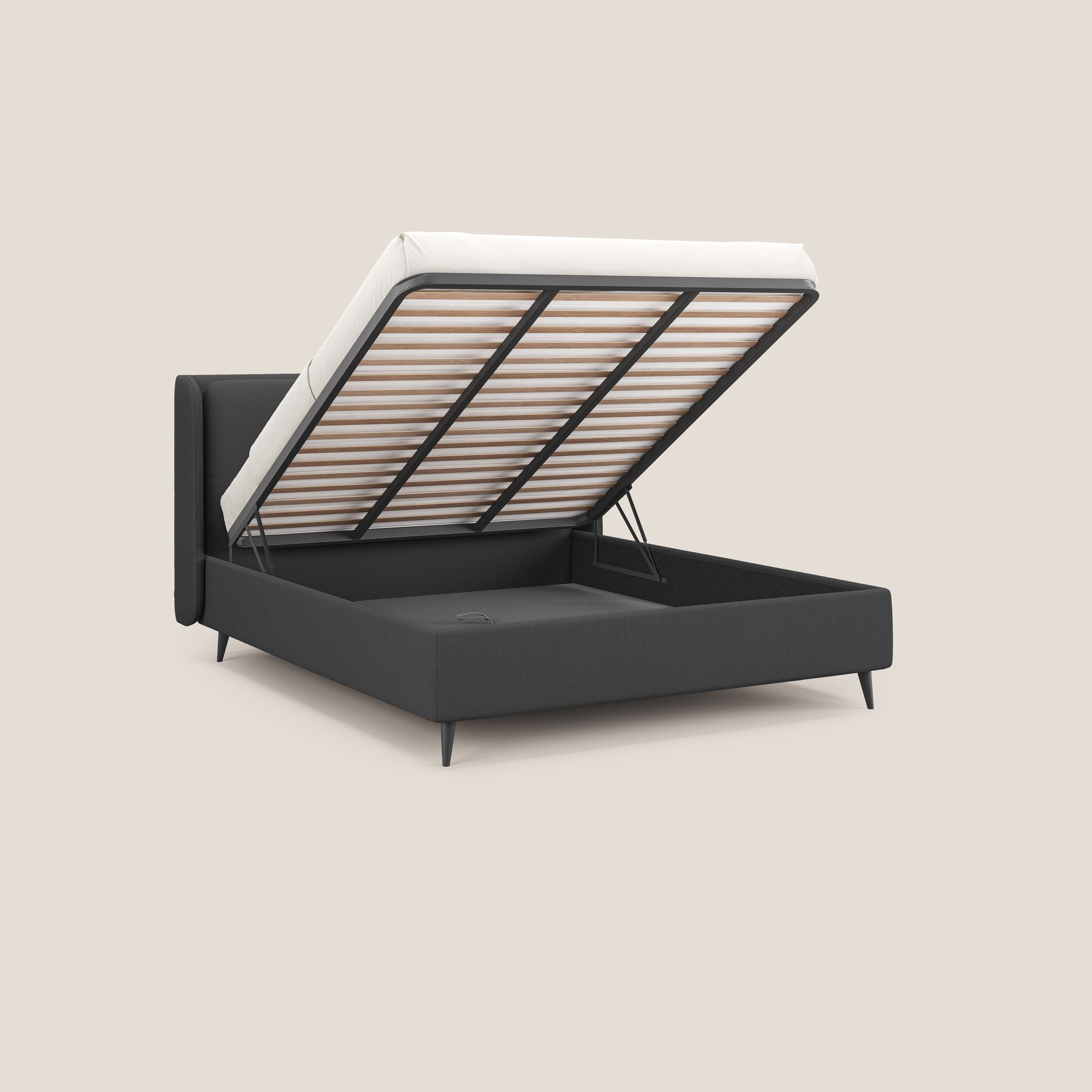 Nadine letto contenitore di design e comfort Italiano in tessuto impermeabile T19 antracite - divani.store