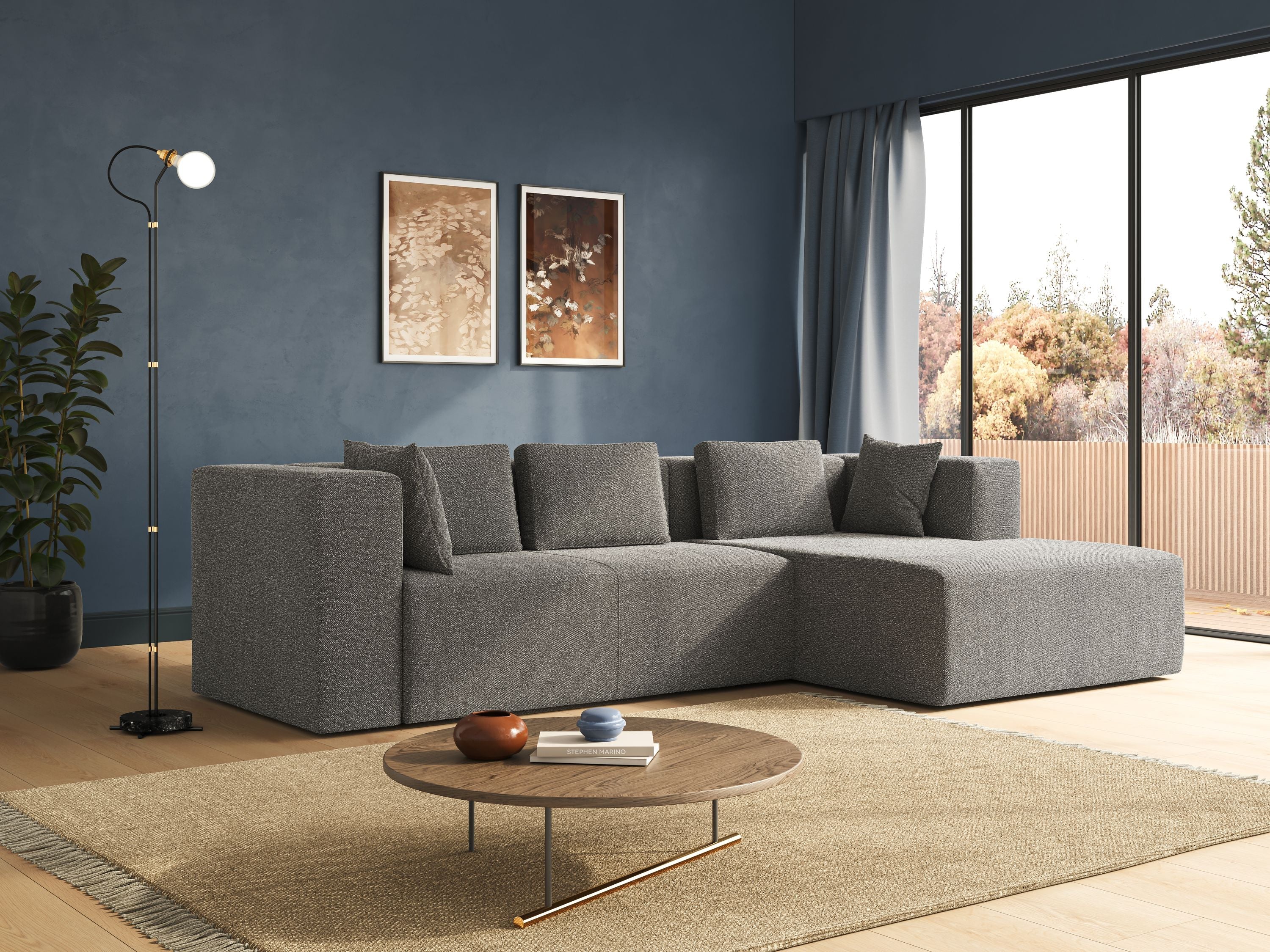 Nettuno divano angolare componibile in morbido tessuto bouclè T07 rosso - divani.store