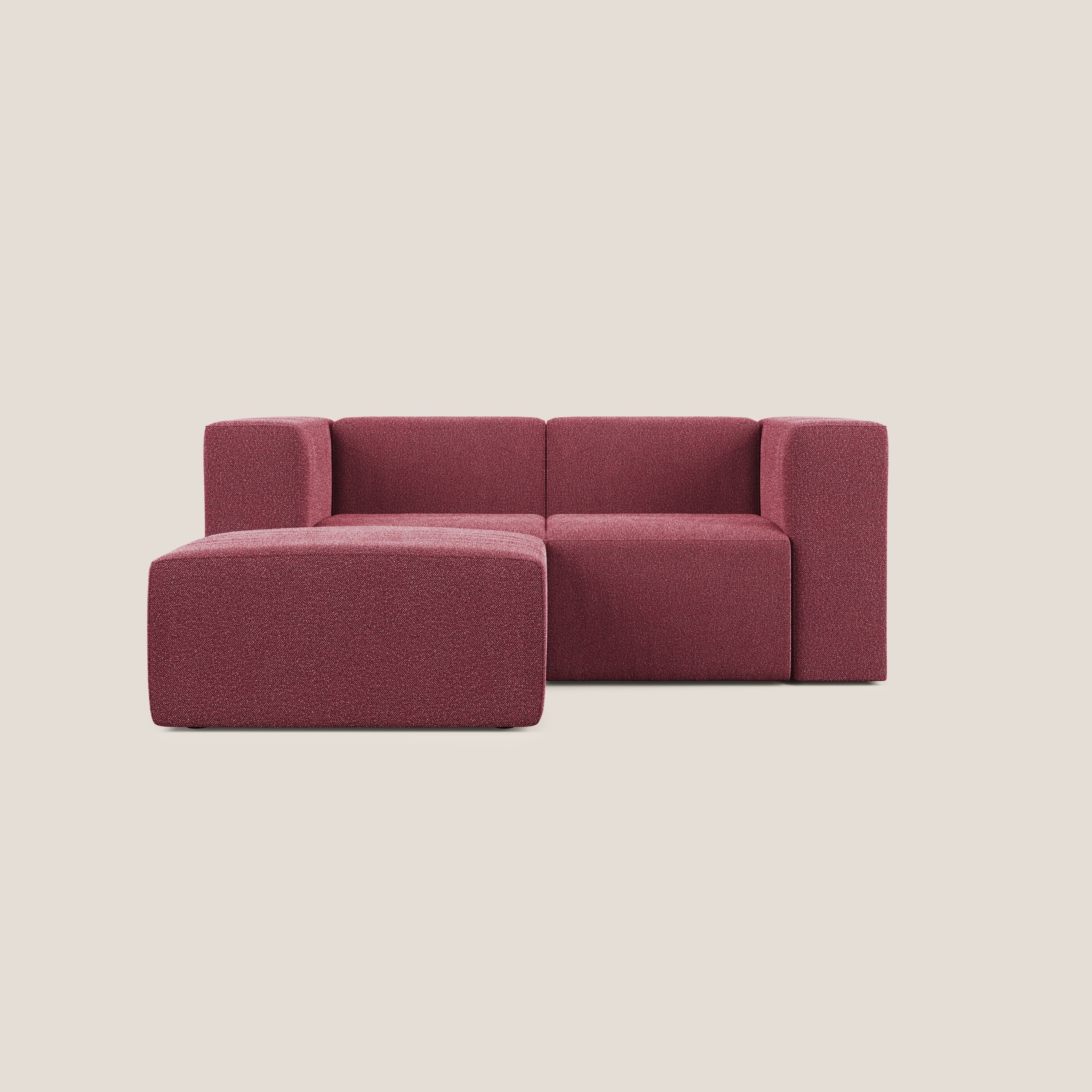 Shop online Nettuno divano angolare modulare reversibile e componibile in morbido tessuto bouclè T07 rosso - divani.store
