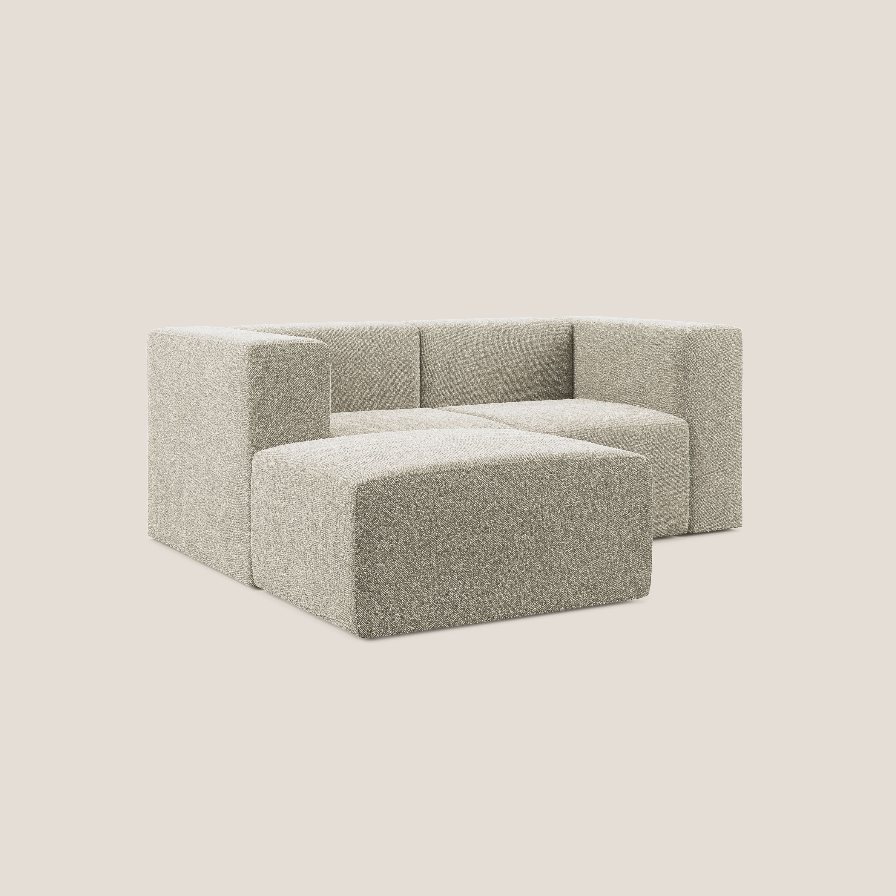 Nettuno divano angolare modulare reversibile e componibile in morbido tessuto bouclè T07 beige - divani.store