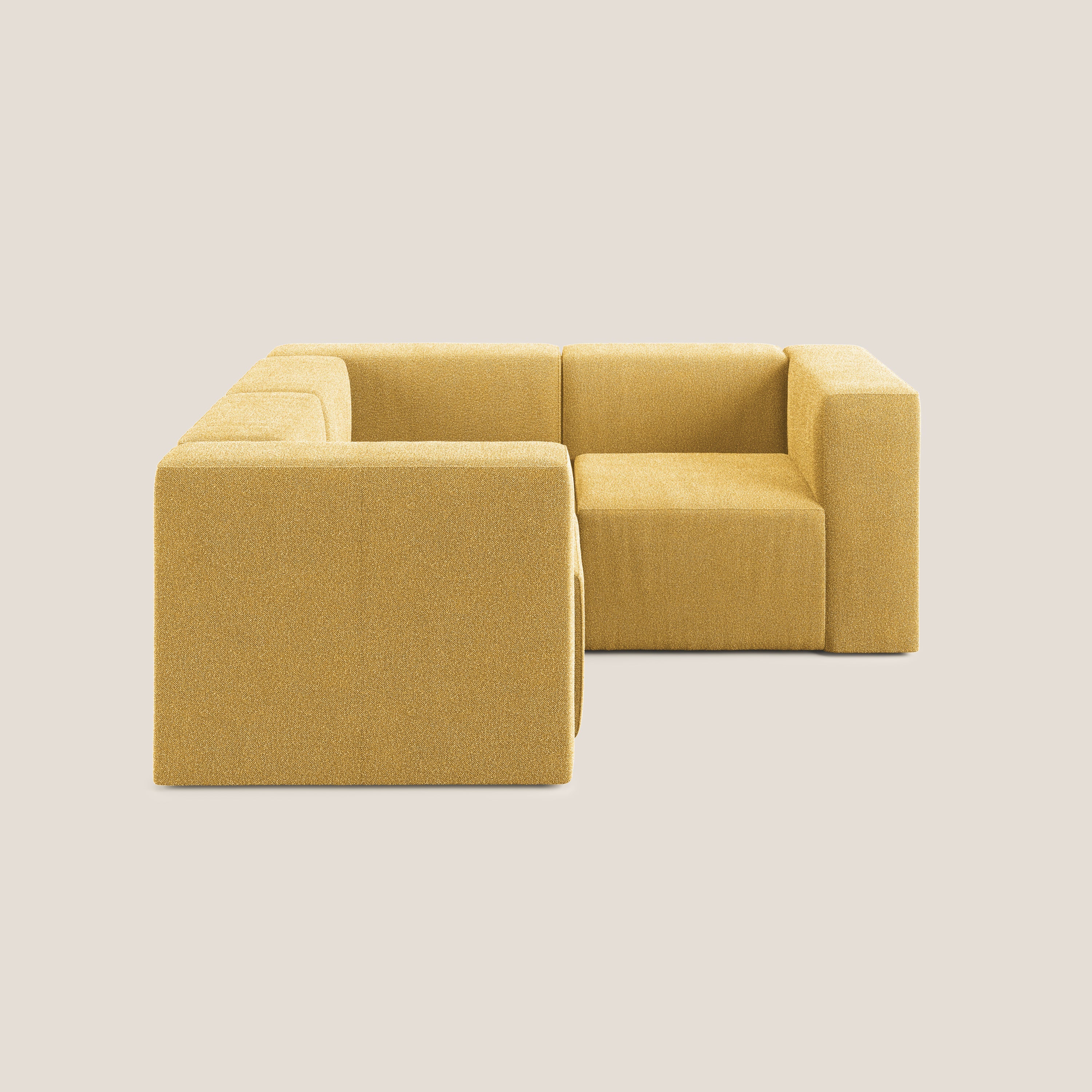Nettuno divano angolare reversibile e modulare componibile in morbido tessuto bouclè T07 giallo - divani.store