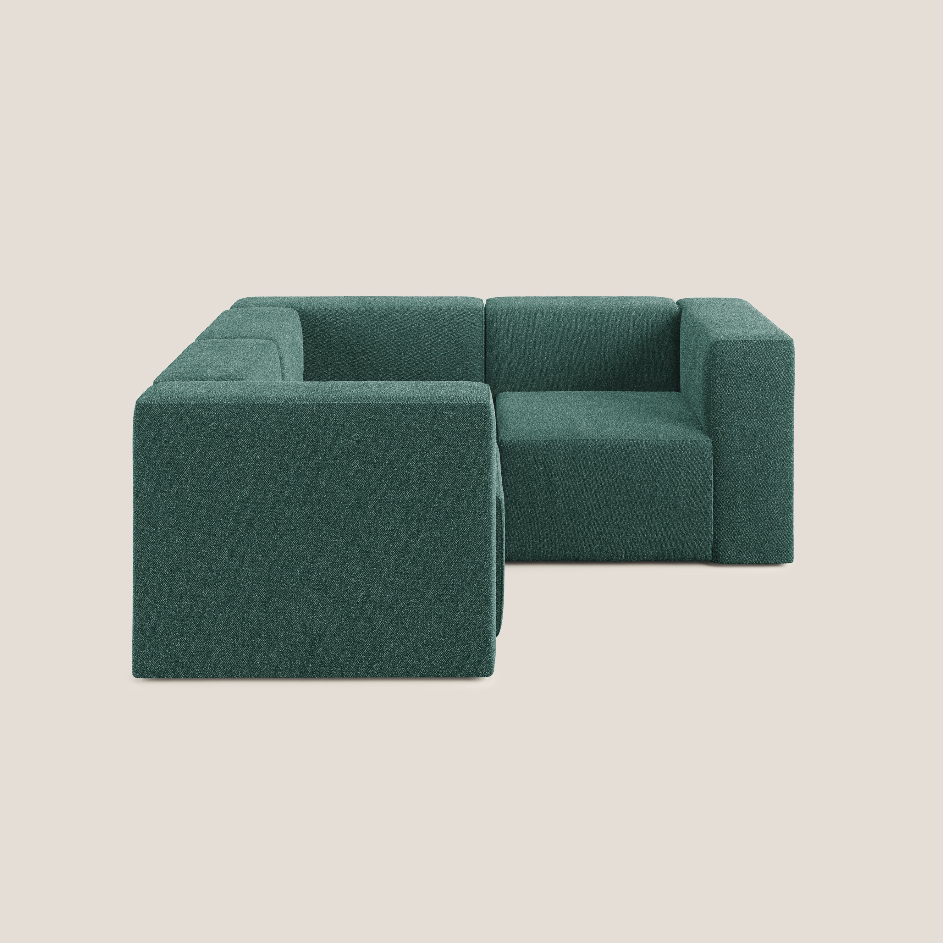 Nettuno divano angolare reversibile e modulare componibile in morbido tessuto bouclè T07 verde - divani.store