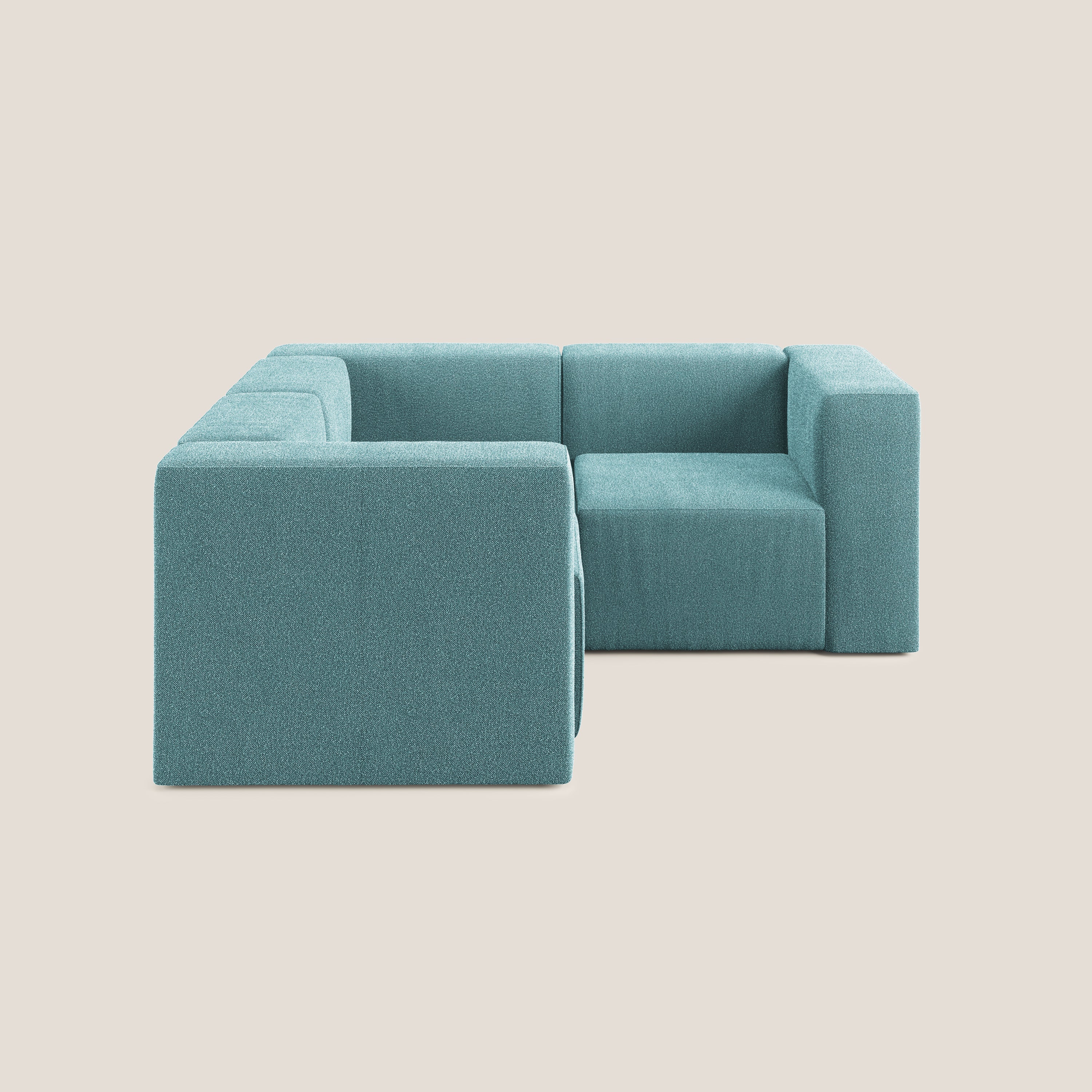 Nettuno divano angolare reversibile e modulare componibile in morbido tessuto bouclè T07 azzurro - divani.store