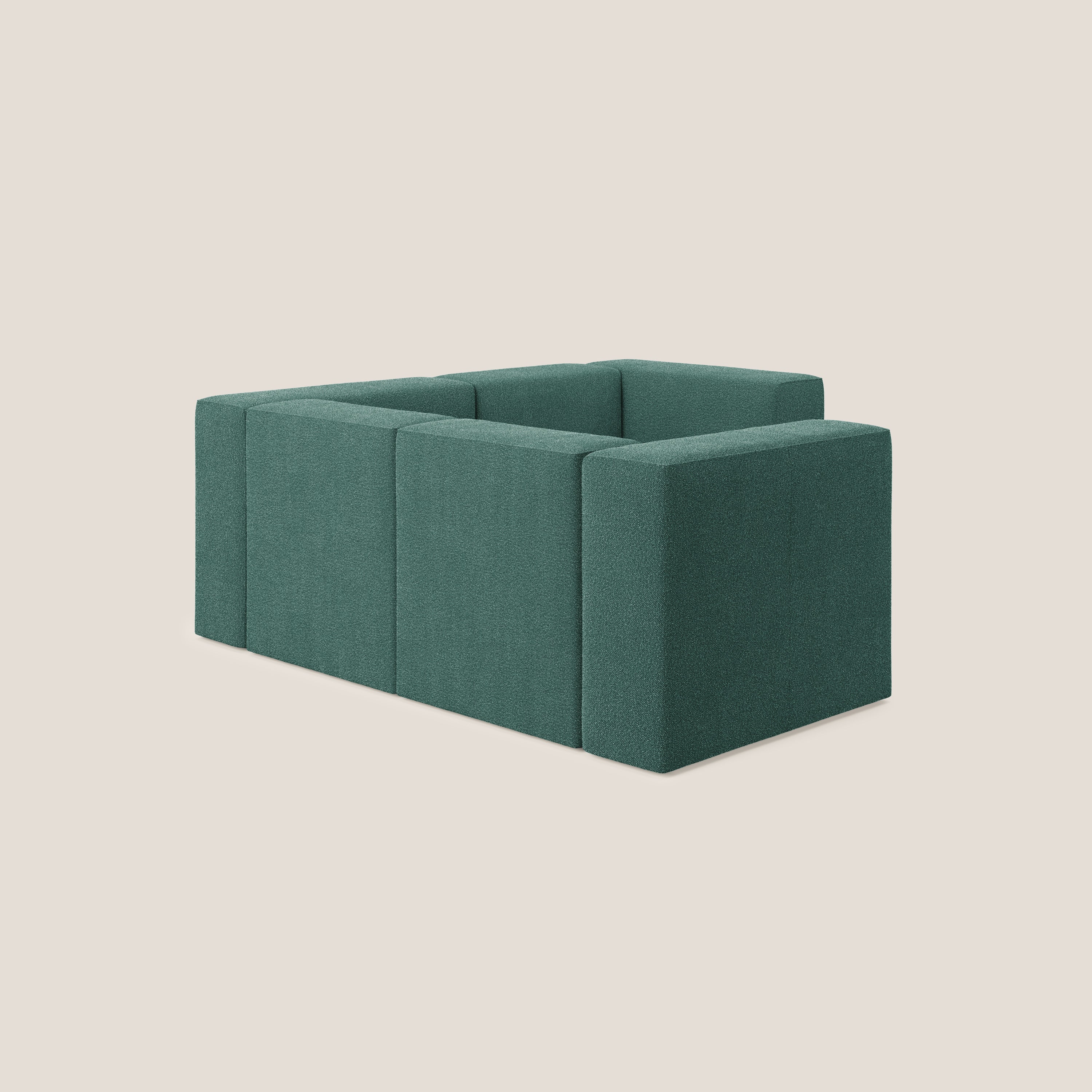 Nettuno divano angolare reversibile e modulare componibile in morbido tessuto bouclè T07 verde - divani.store