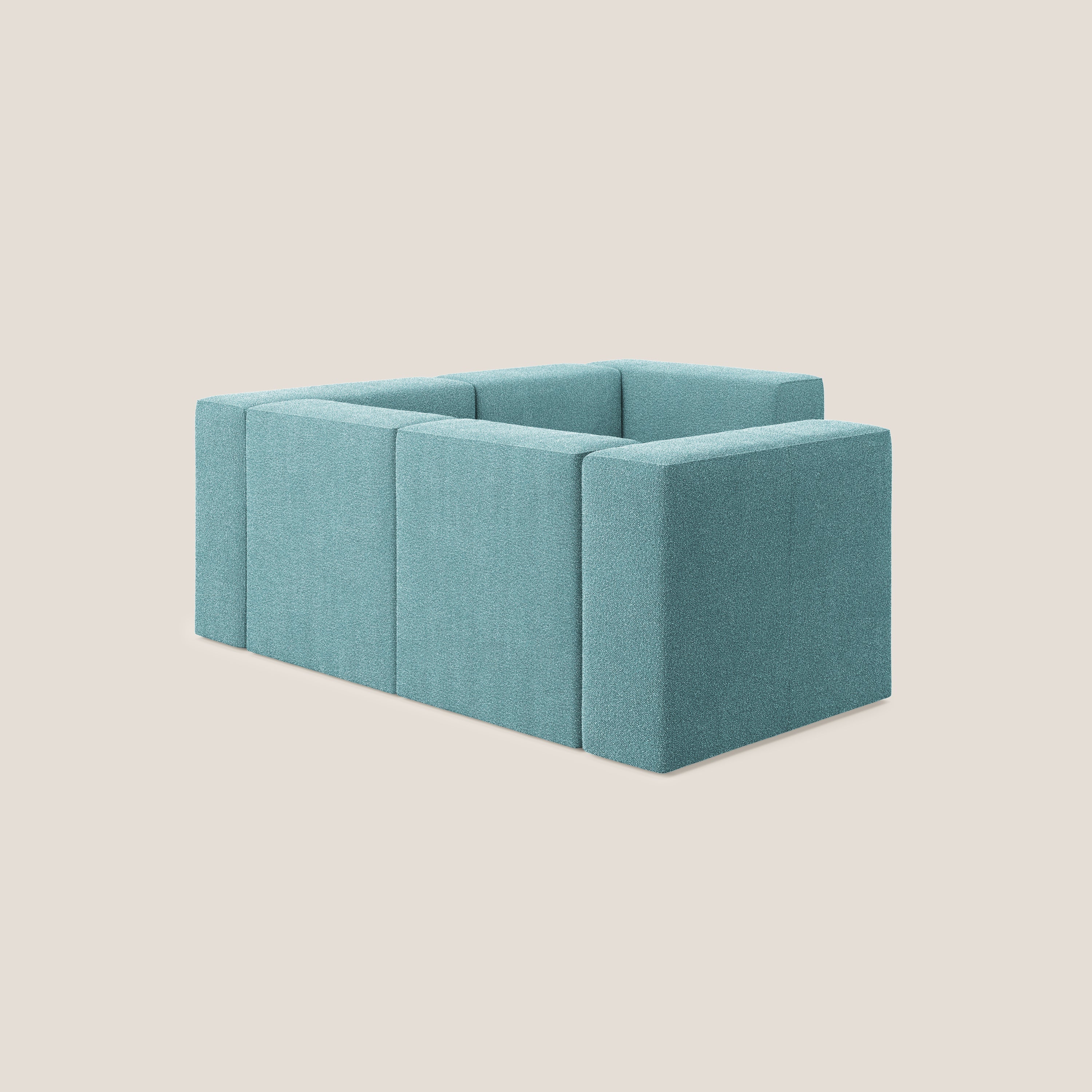 Nettuno divano angolare reversibile e modulare componibile in morbido tessuto bouclè T07 azzurro - divani.store