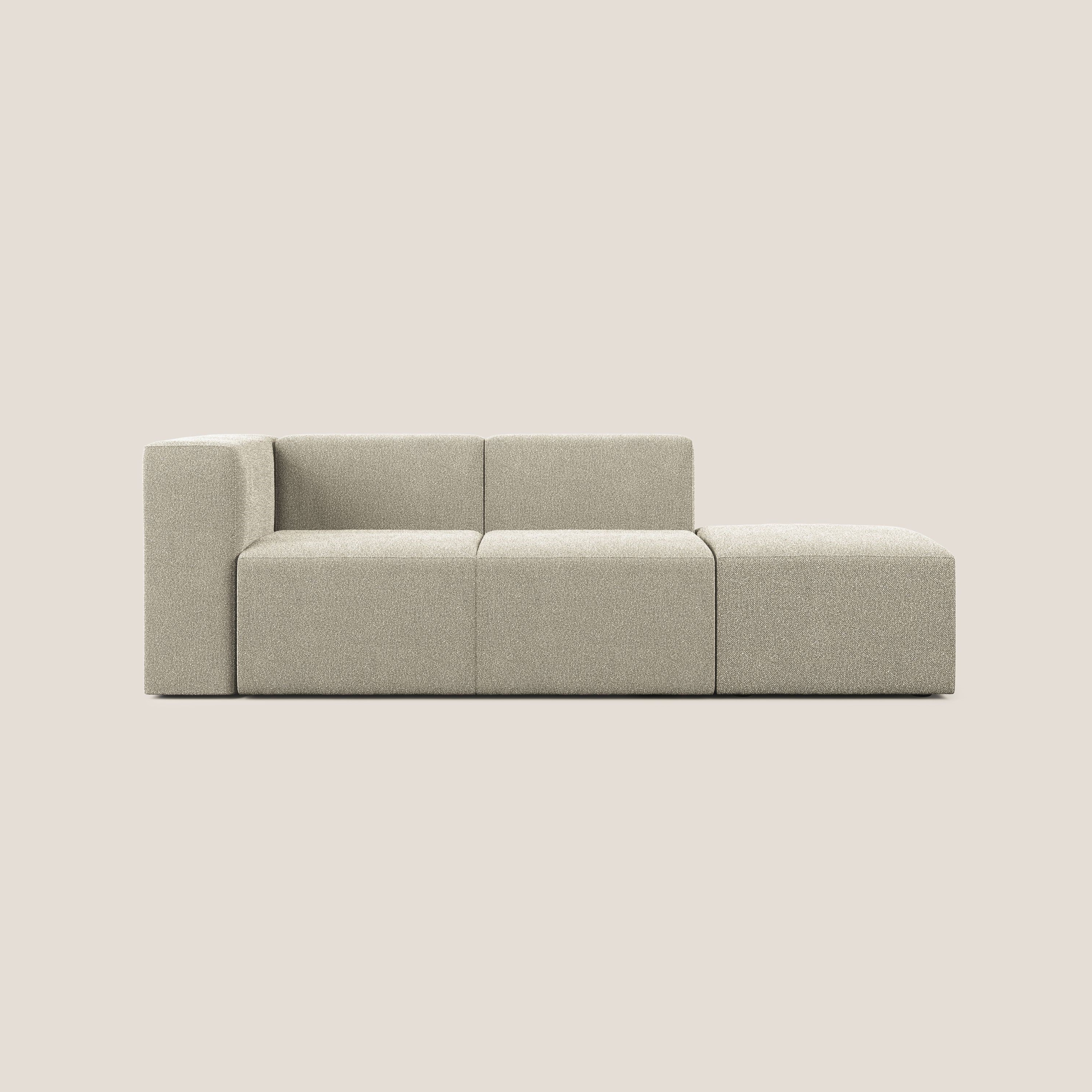 Nettuno divano lineare modulare e componibile in morbido tessuto bouclè T07 beige - divani.store