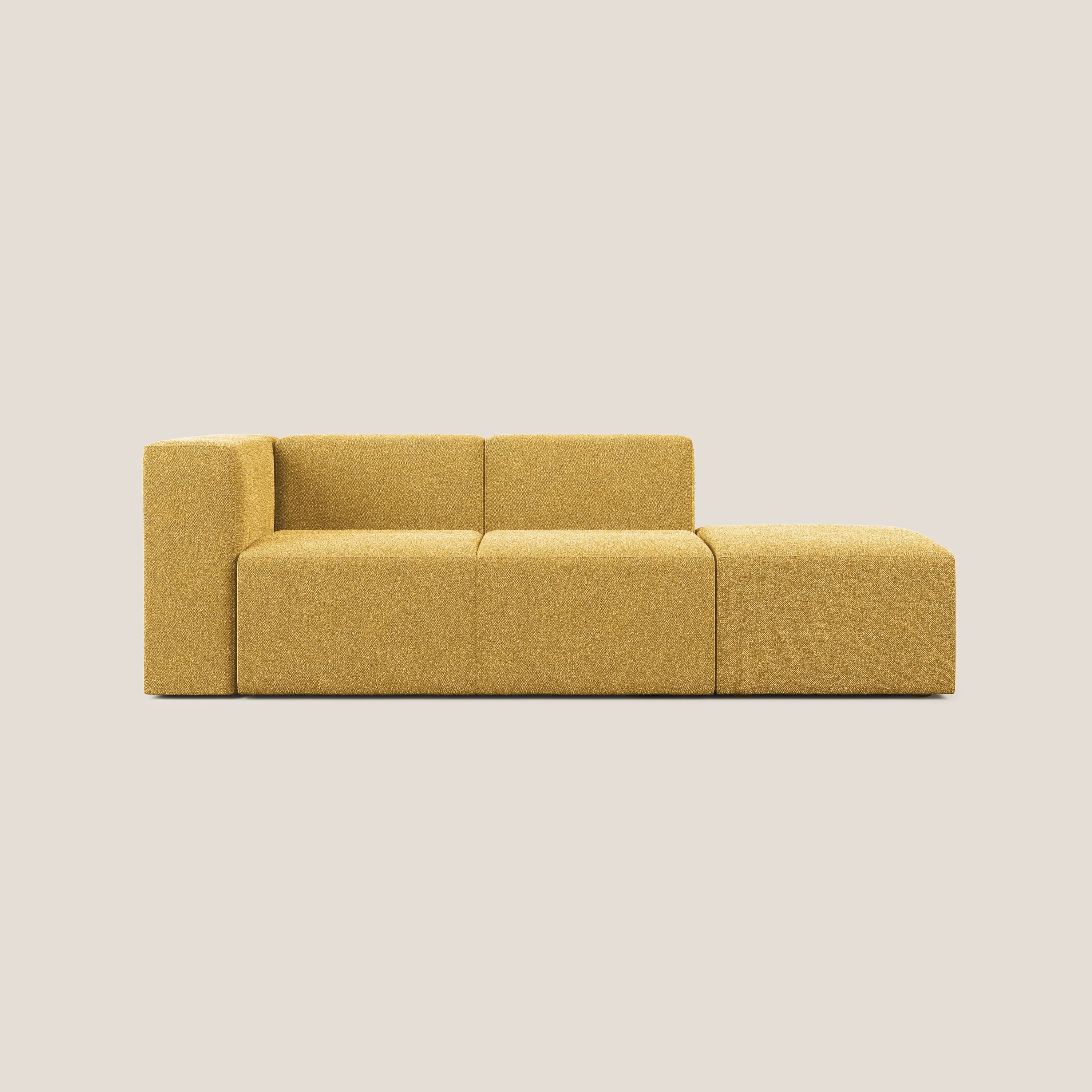 Nettuno divano lineare modulare e componibile in morbido tessuto bouclè T07 giallo - divani.store