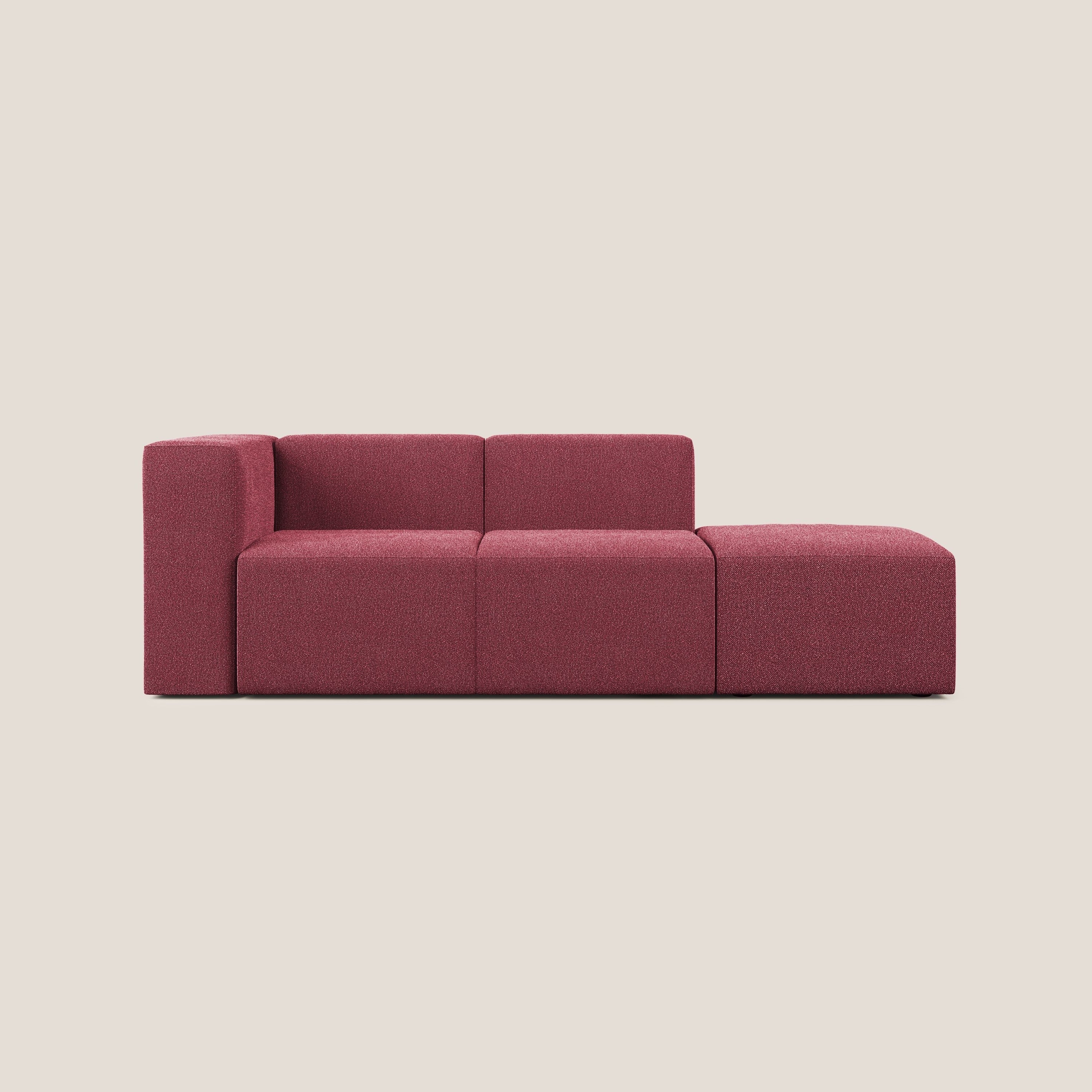 Nettuno divano lineare modulare e componibile in morbido tessuto bouclè T07 rosso - divani.store