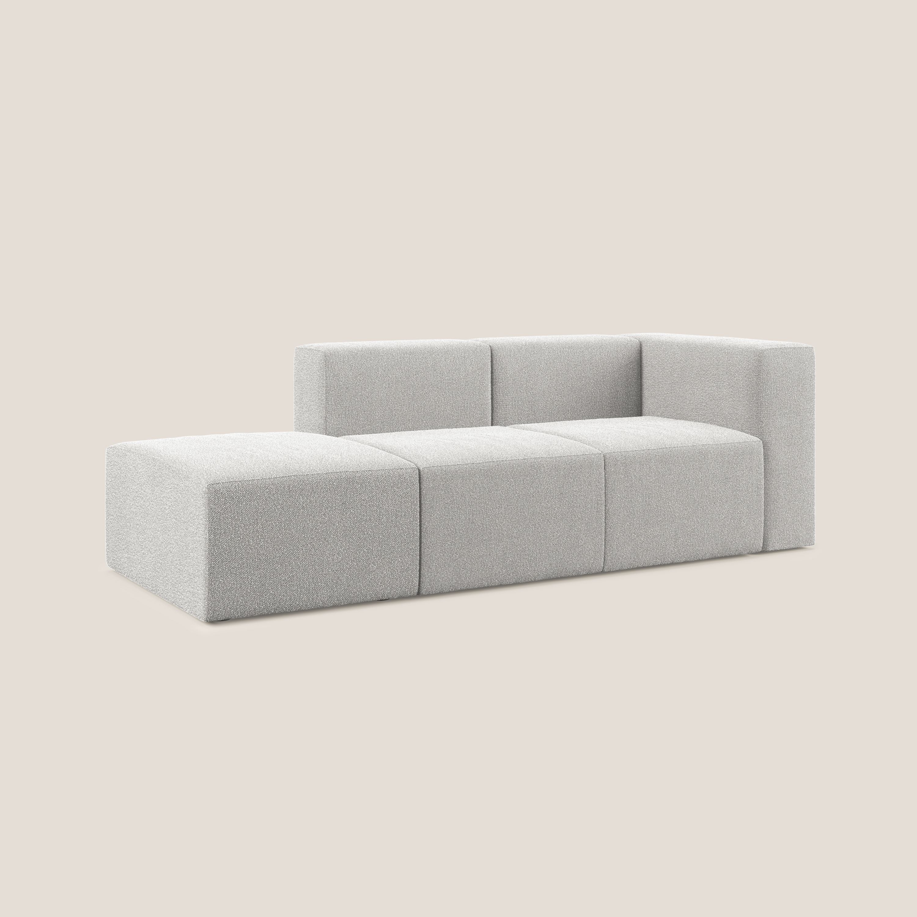 Nettuno divano lineare modulare e componibile in morbido tessuto bouclè T07 grigio - divani.store