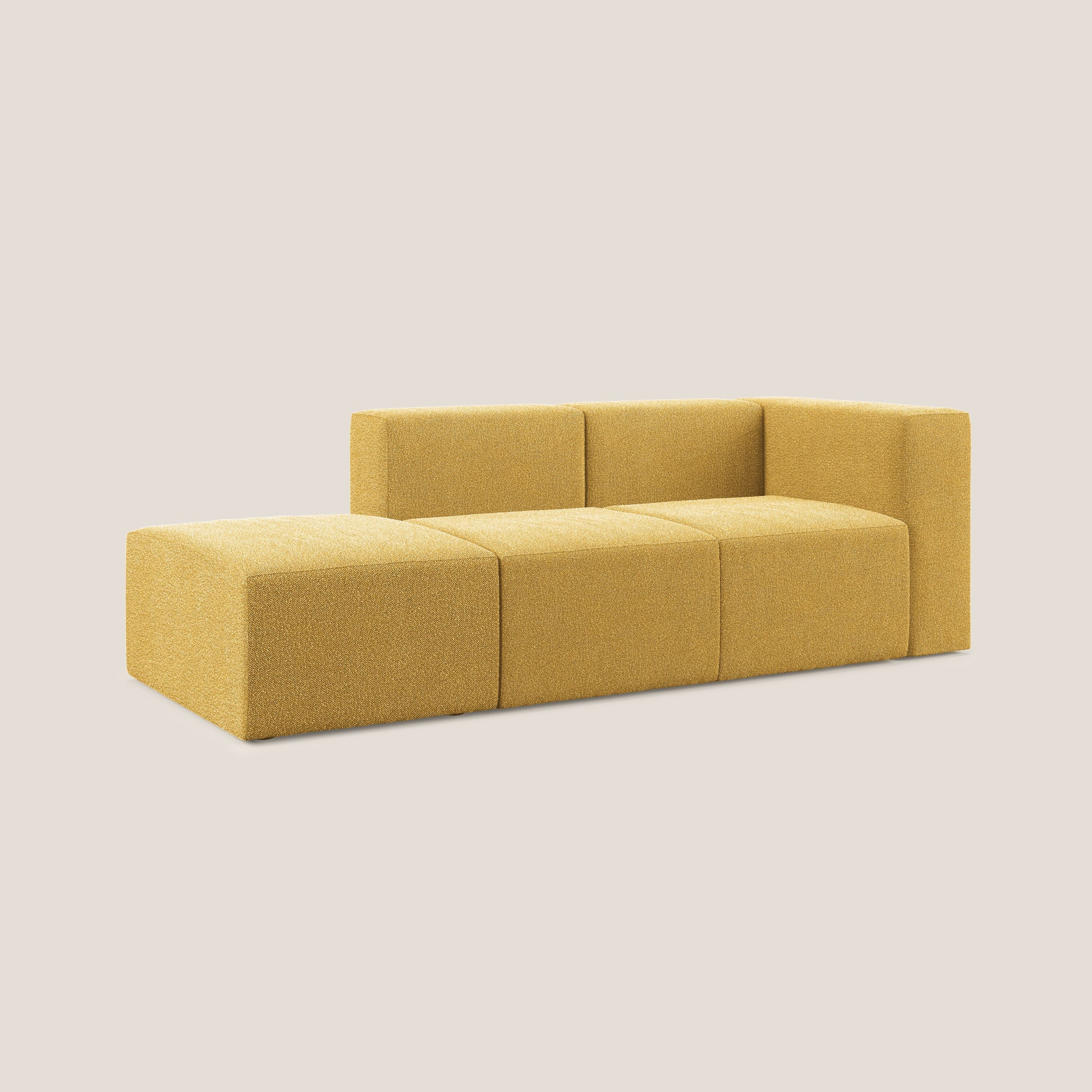 Nettuno divano lineare modulare e componibile in morbido tessuto bouclè T07 giallo - divani.store