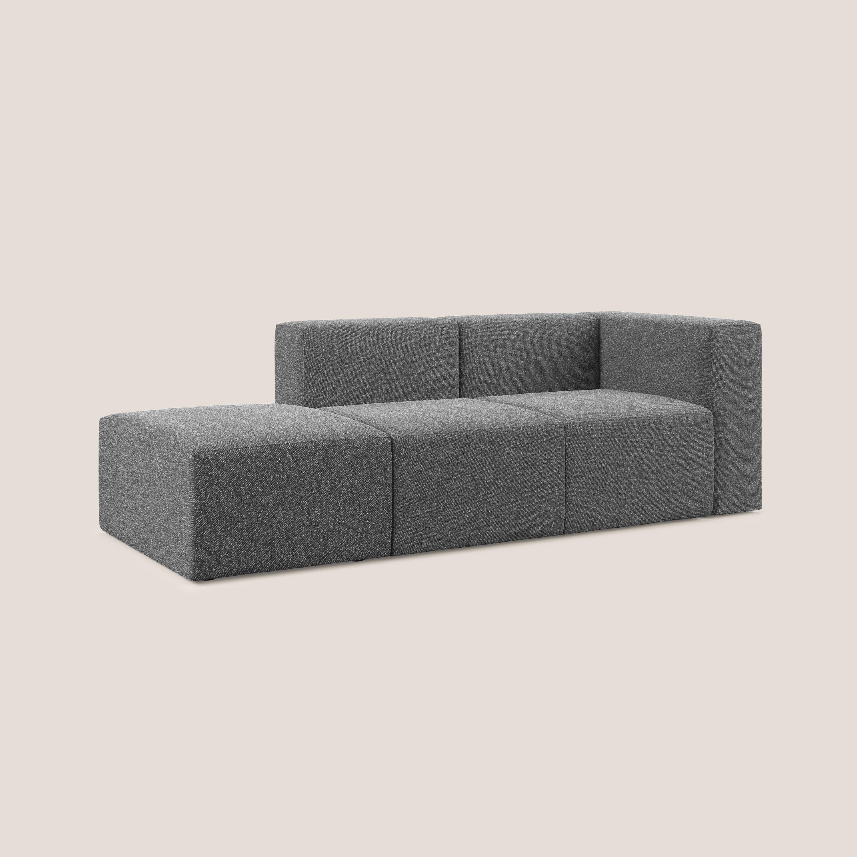 Nettuno divano lineare modulare e componibile in morbido tessuto bouclè T07 antracite - divani.store