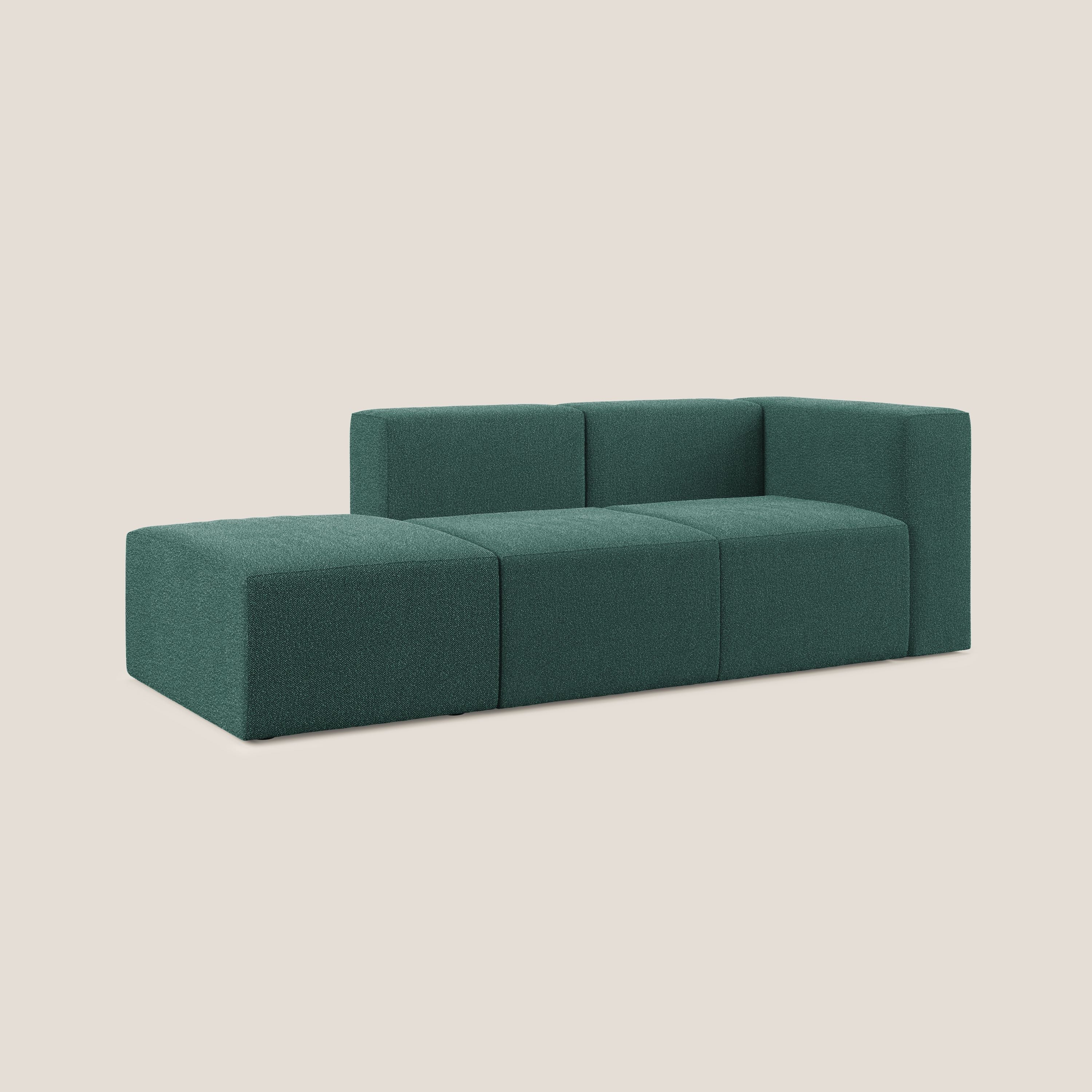 Nettuno divano lineare modulare e componibile in morbido tessuto bouclè T07 verde - divani.store