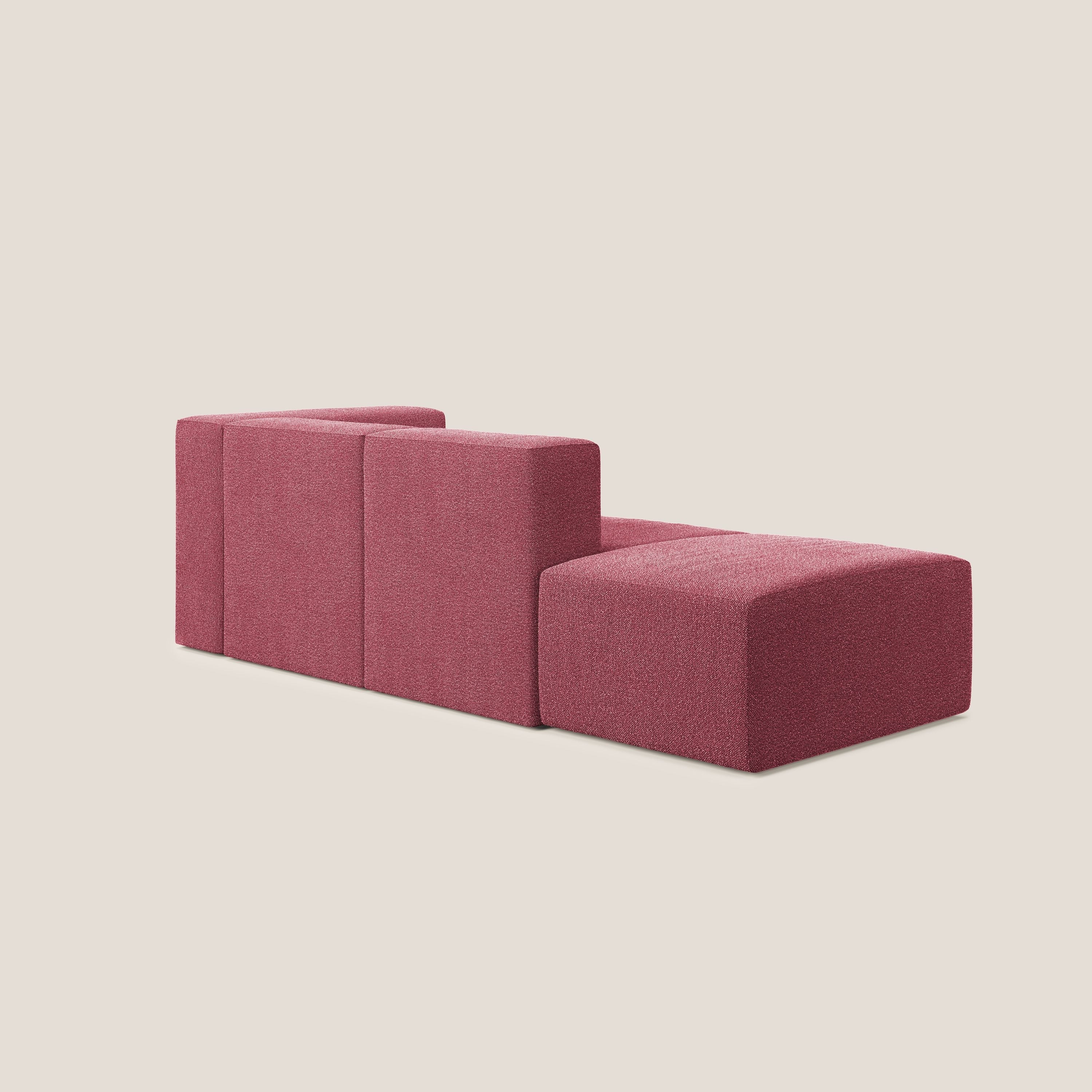 Nettuno divano lineare modulare e componibile in morbido tessuto bouclè T07 rosso - divani.store