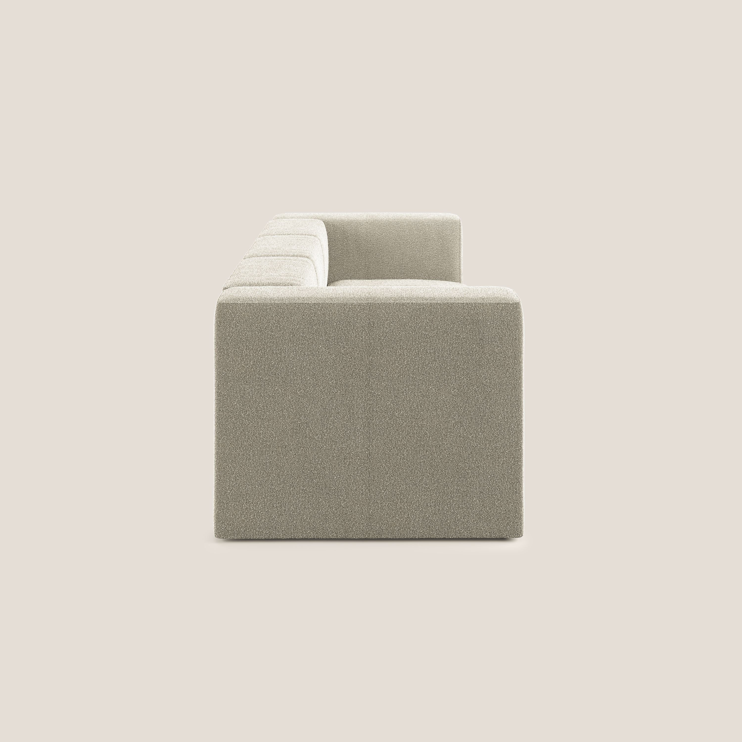 Nettuno divano lineare modulare a 3 sedute componibile in morbido tessuto bouclè T07 beige - divani.store
