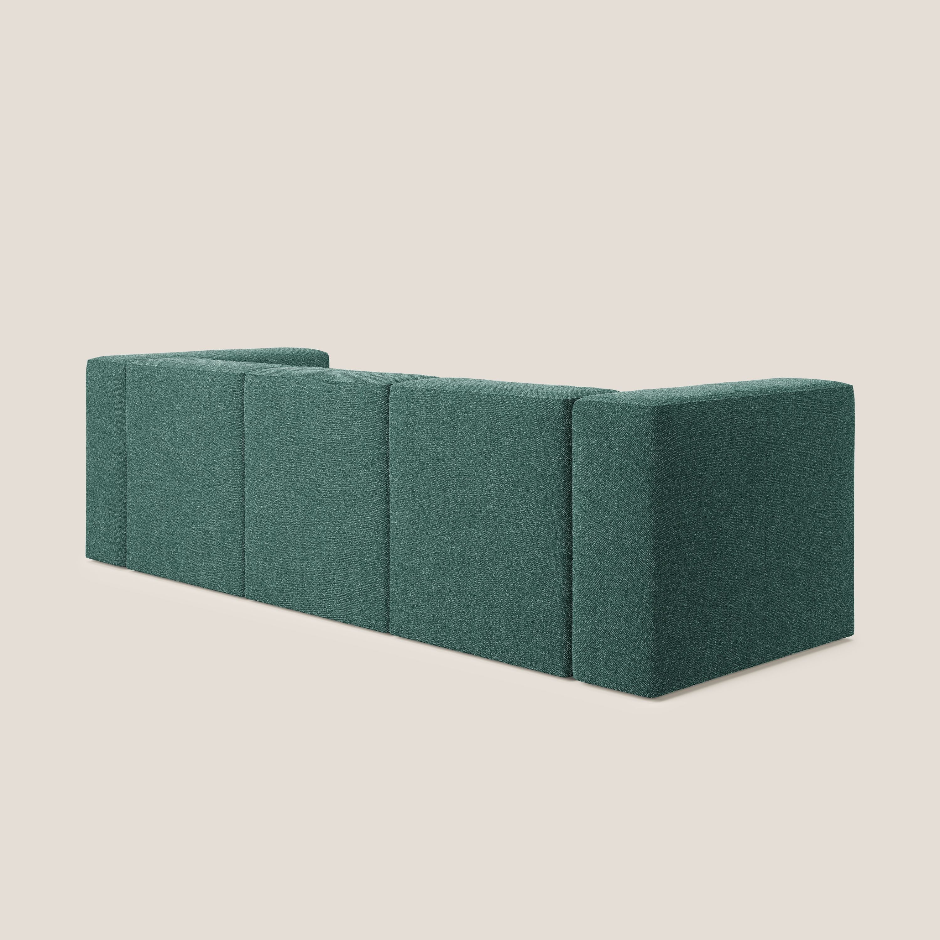 Nettuno divano lineare modulare a 3 sedute componibile in morbido tessuto bouclè T07 verde - divani.store