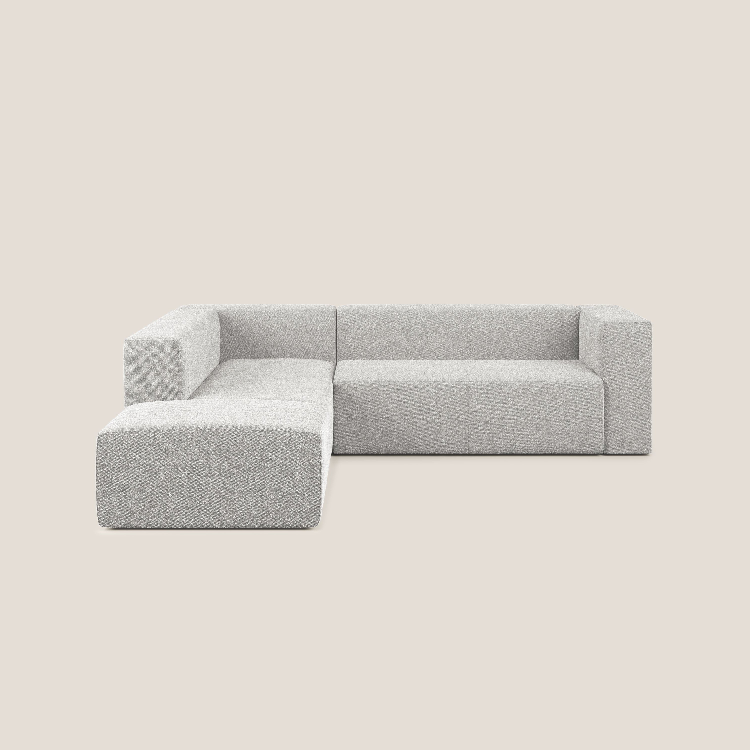 Nettuno divano angolare modulare componibile in morbido tessuto bouclè T07 grigio - divani.store