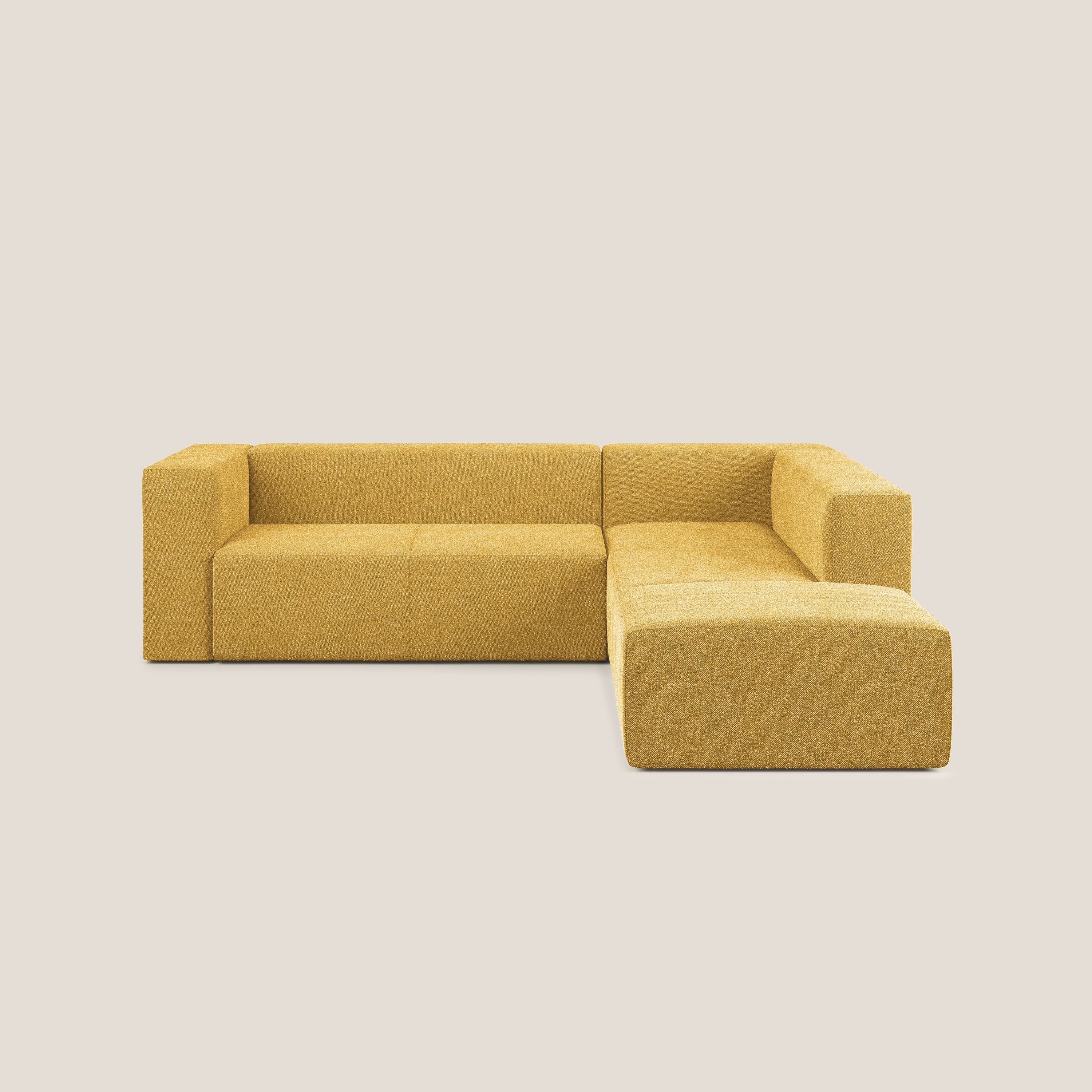 Shop online Nettuno divano angolare modulare componibile in morbido tessuto bouclè T07 giallo - divani.store