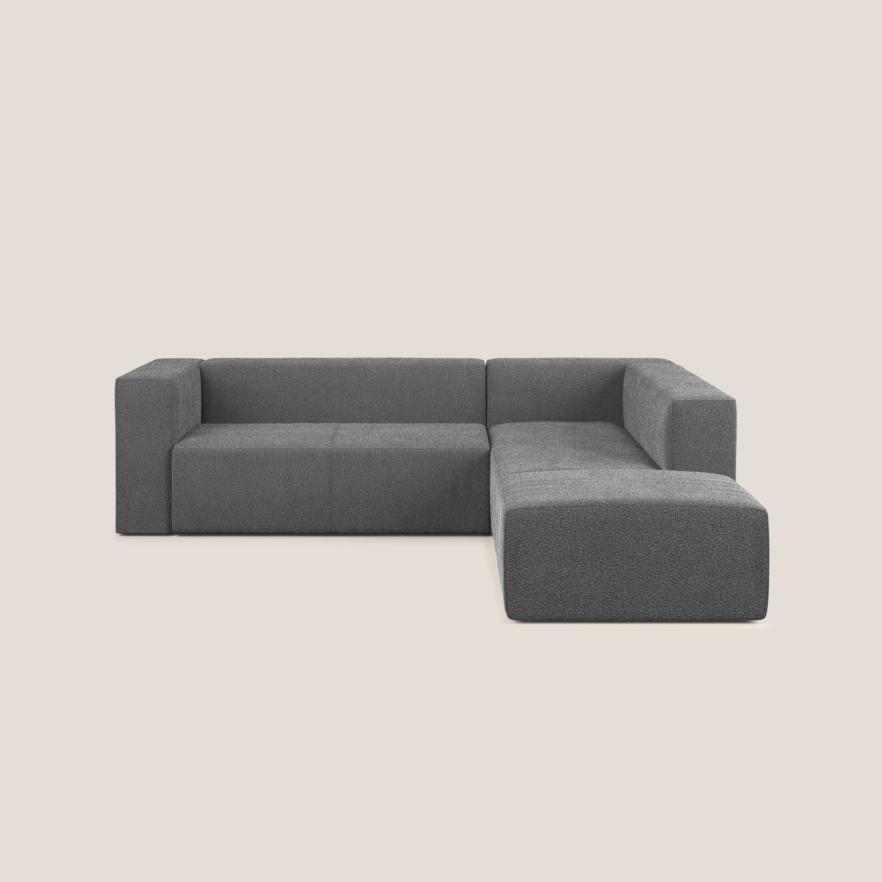 Shop online Nettuno divano angolare modulare componibile in morbido tessuto bouclè T07 antracite - divani.store