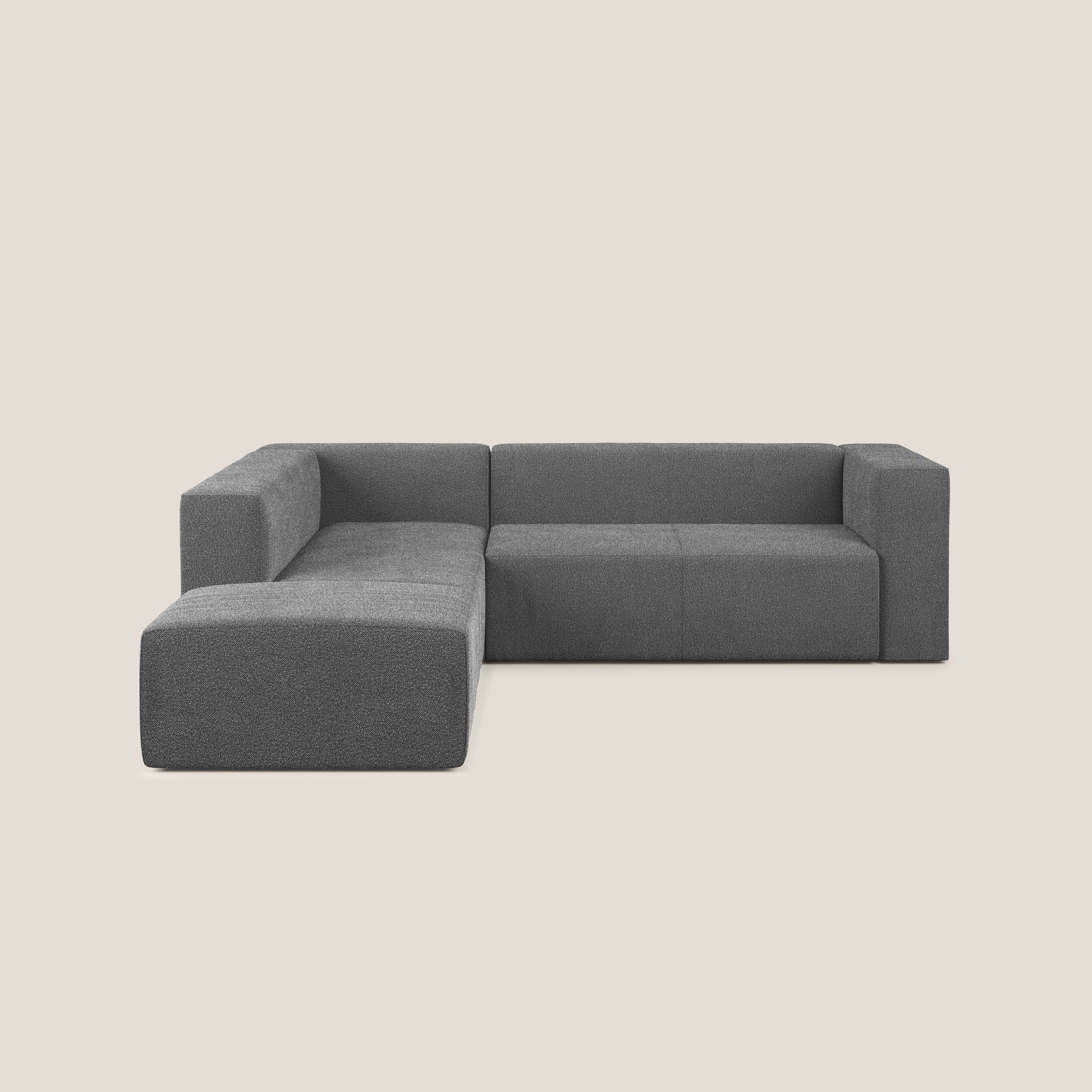 Nettuno divano angolare modulare componibile in morbido tessuto bouclè T07 antracite - divani.store