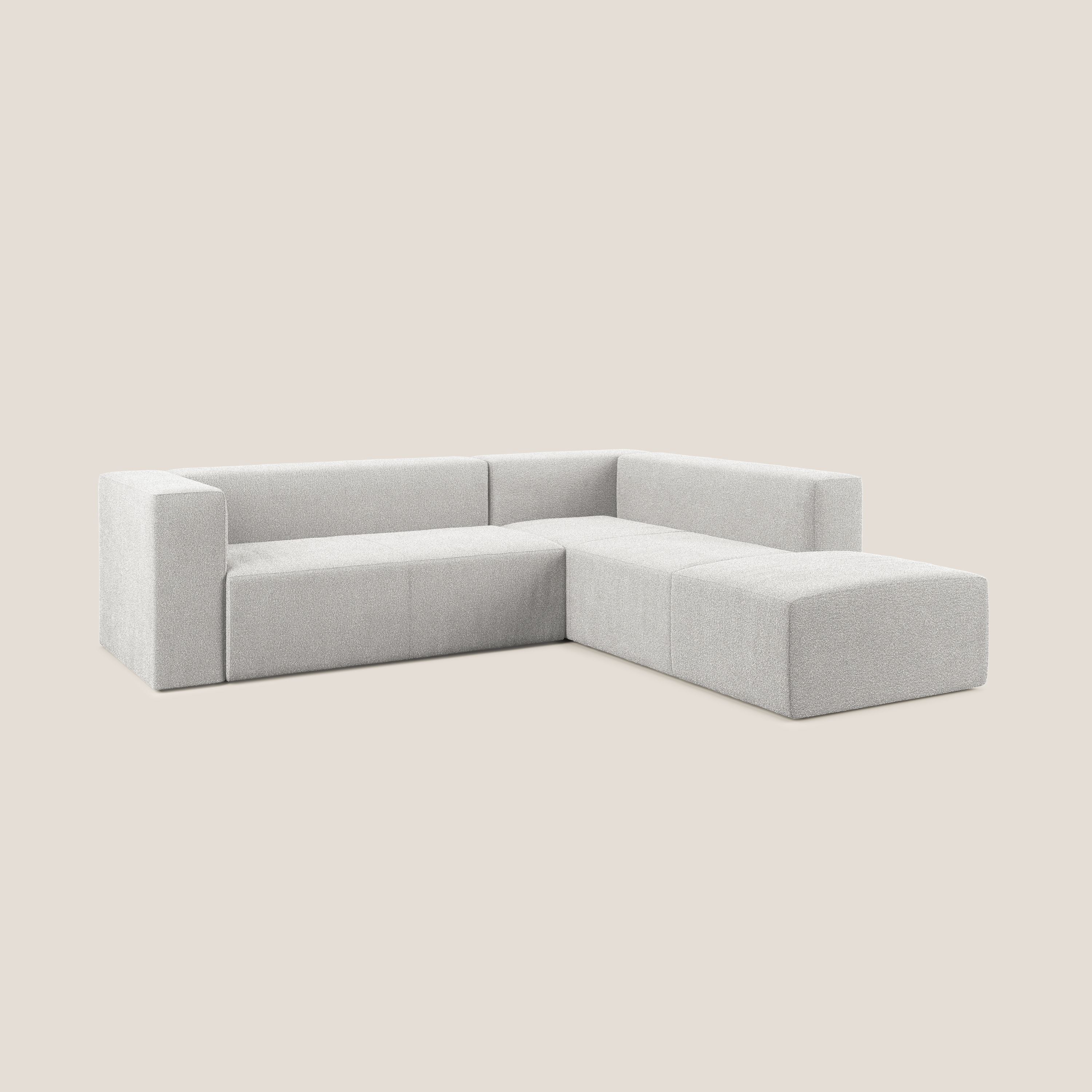 Nettuno divano angolare modulare componibile in morbido tessuto bouclè T07 grigio - divani.store
