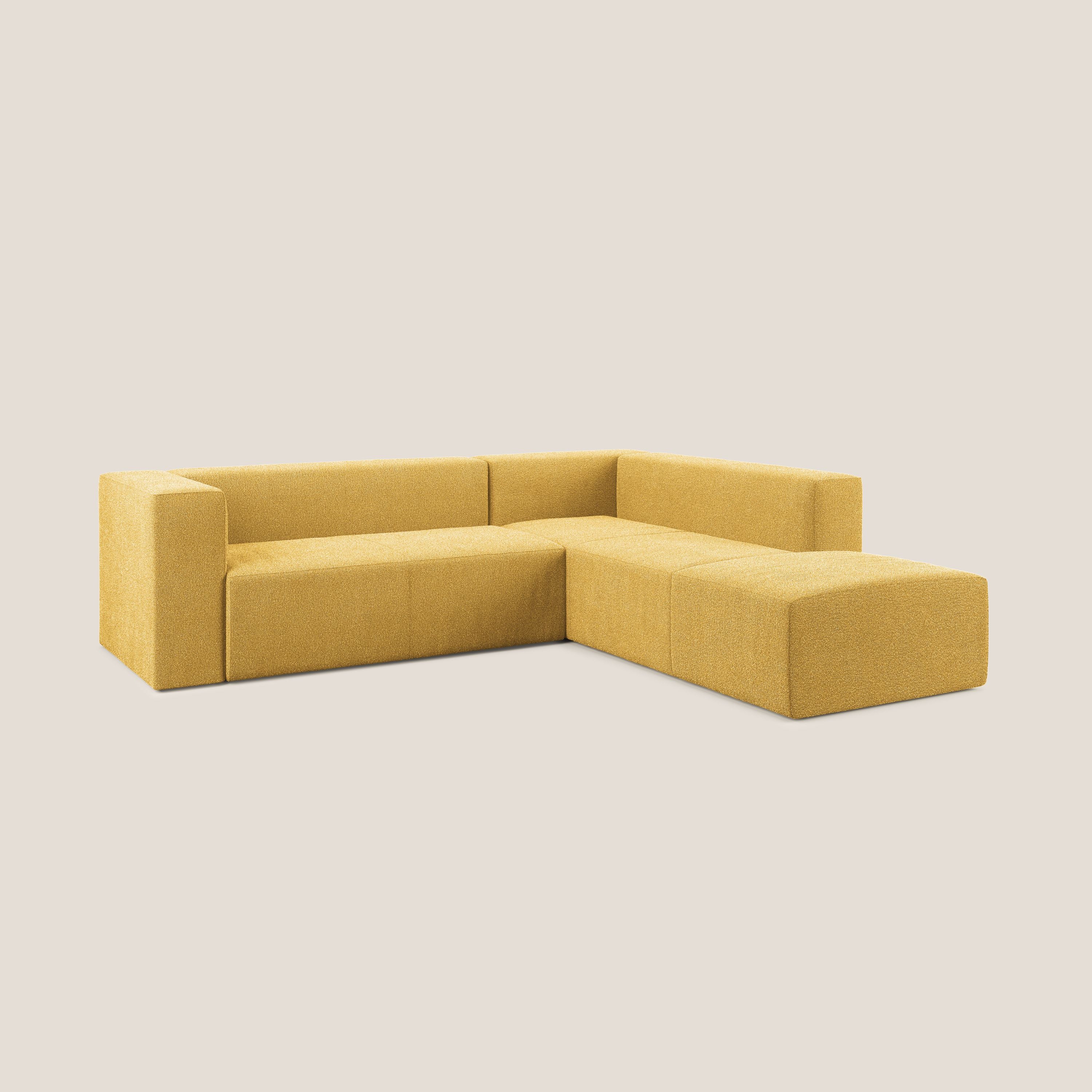 Shop online Nettuno divano angolare modulare componibile in morbido tessuto bouclè T07 giallo - divani.store