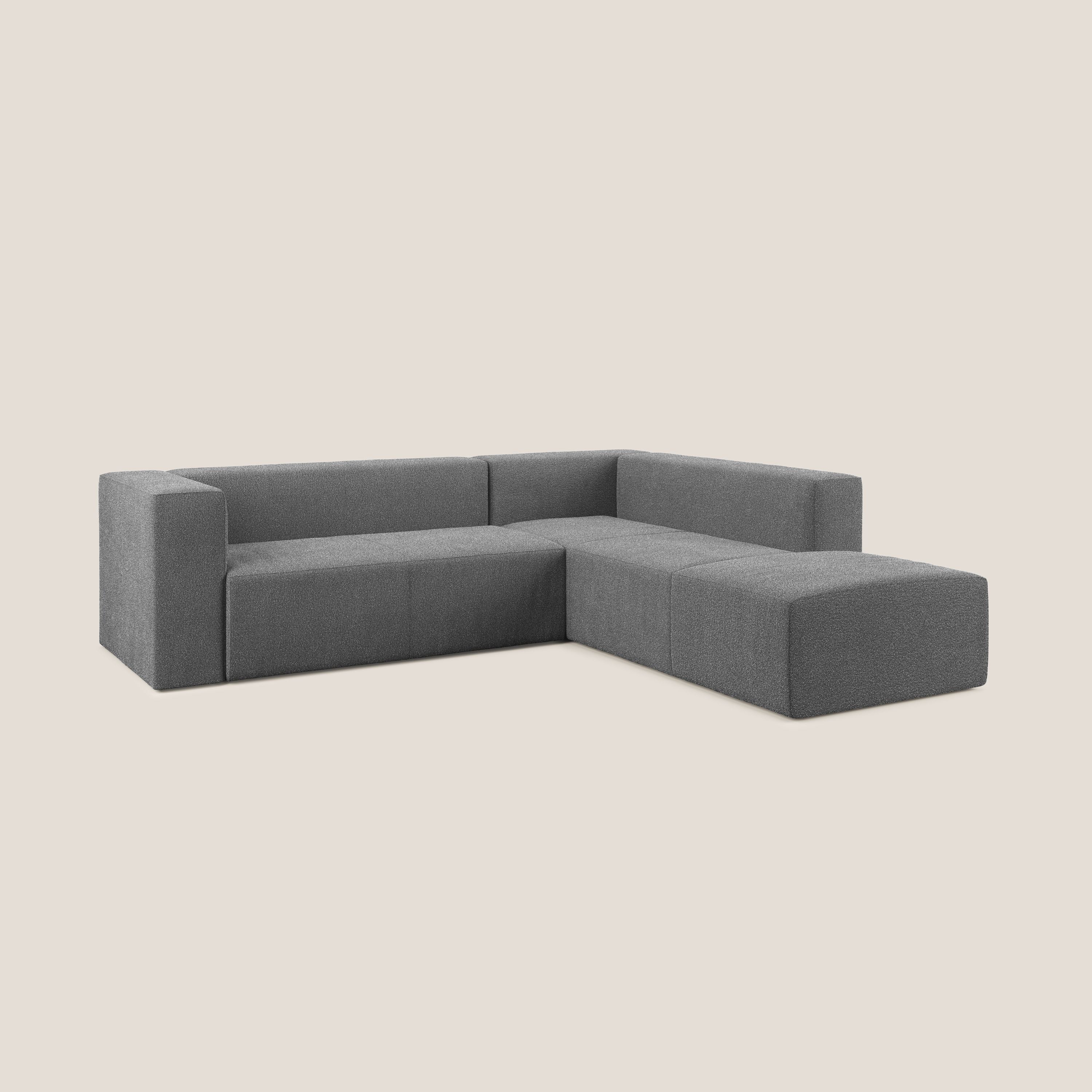 Shop online Nettuno divano angolare modulare componibile in morbido tessuto bouclè T07 antracite - divani.store