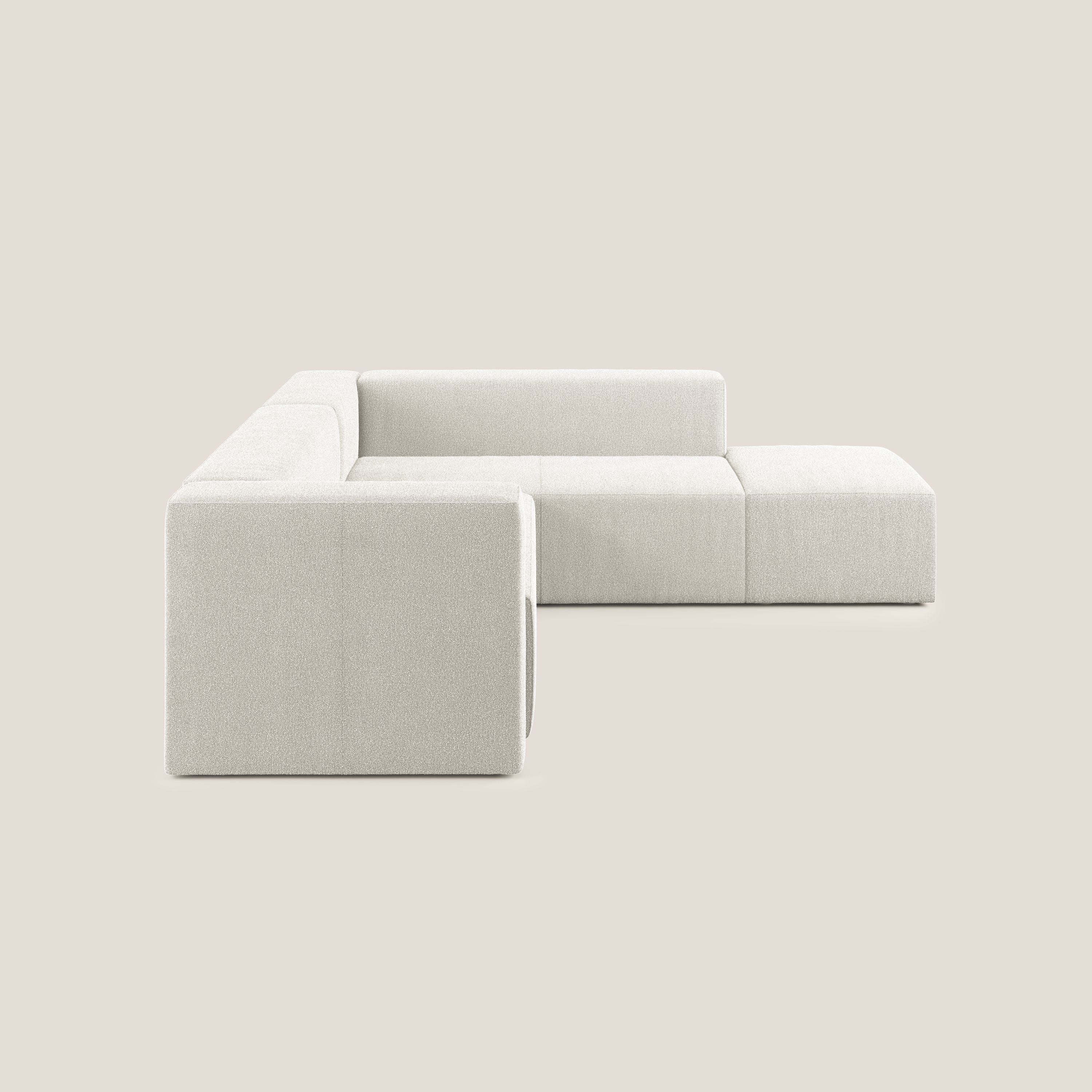 Nettuno divano angolare modulare componibile in morbido tessuto bouclè T07 bianco - divani.store