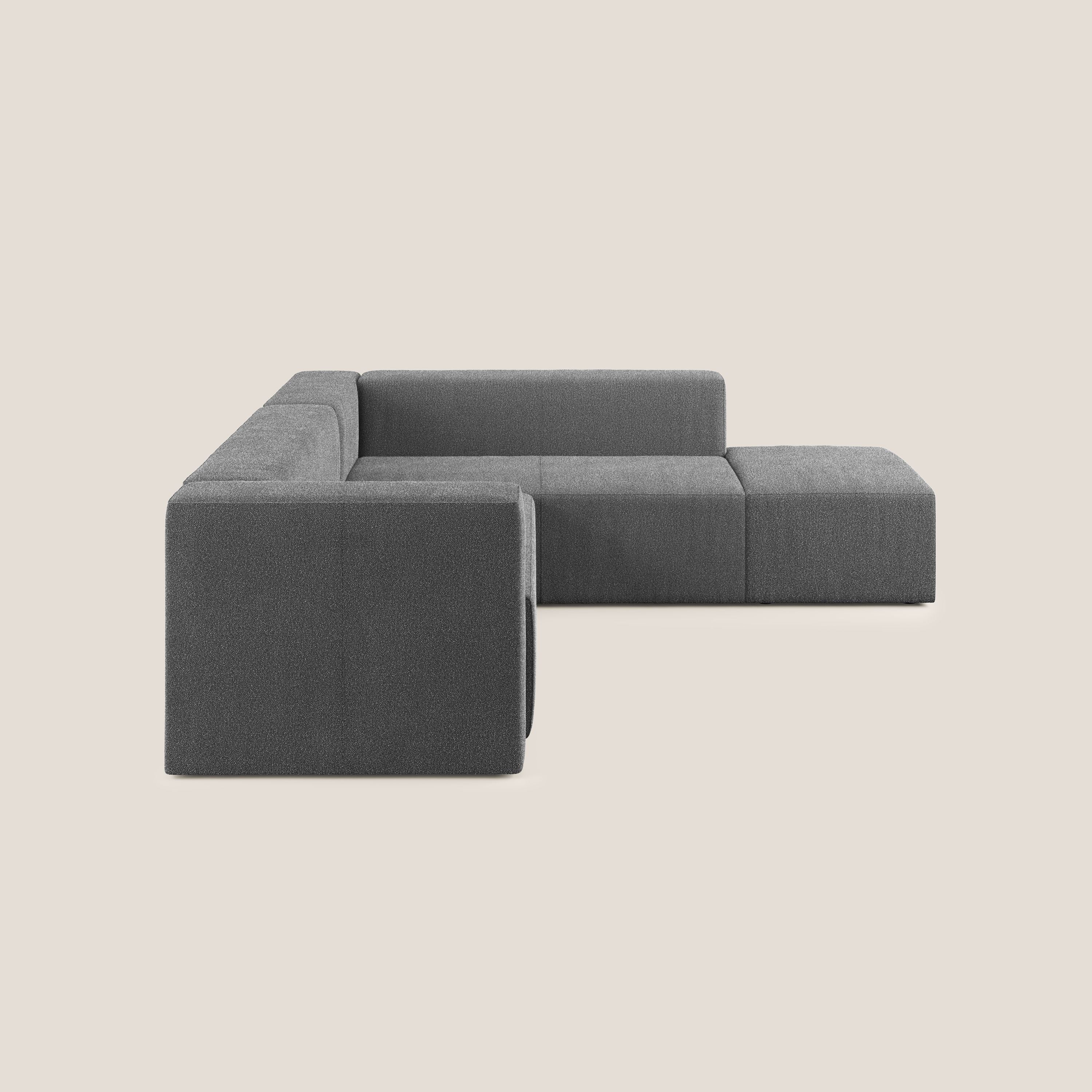 Nettuno divano angolare modulare componibile in morbido tessuto bouclè T07 antracite - divani.store