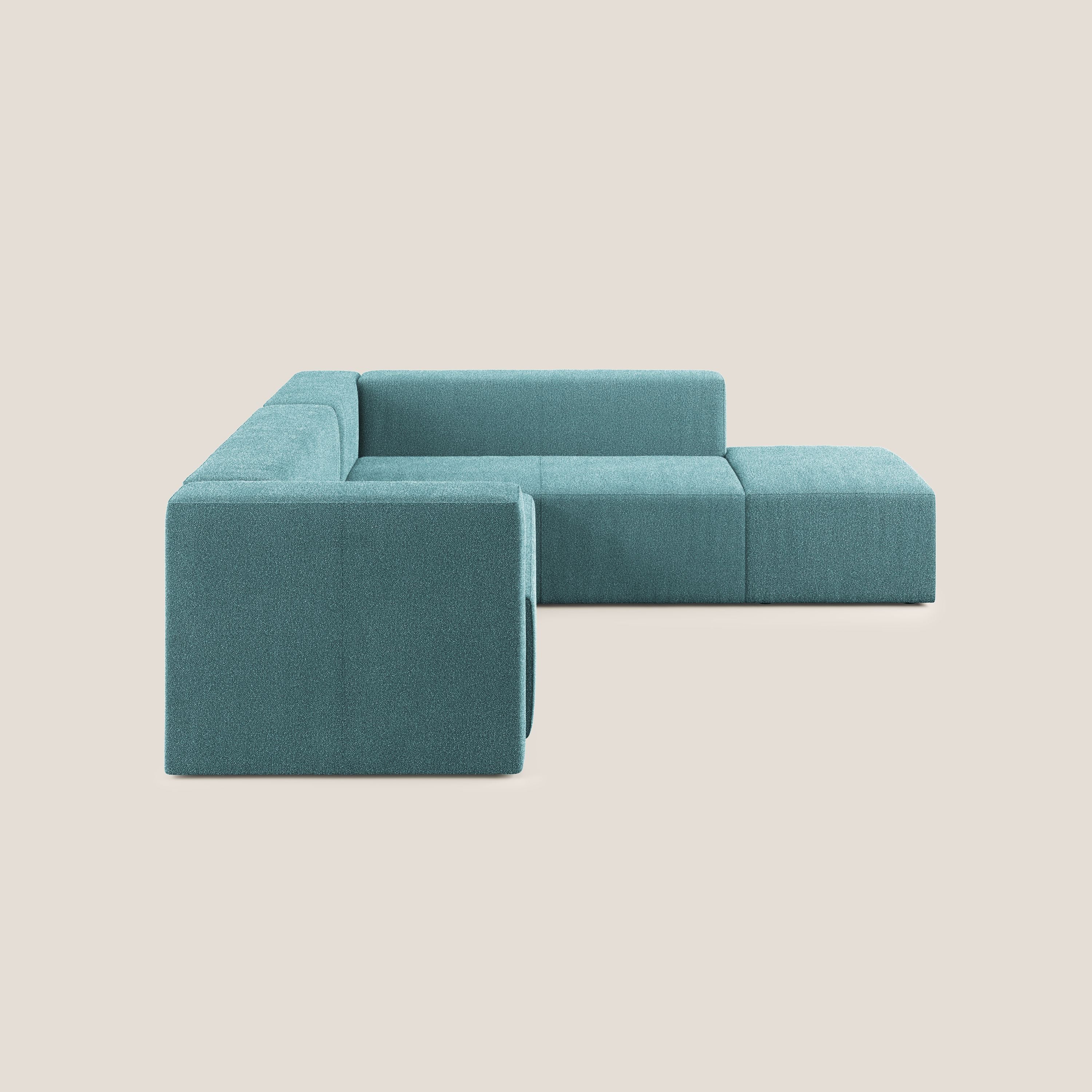 Nettuno divano angolare modulare componibile in morbido tessuto bouclè T07 azzurro - divani.store