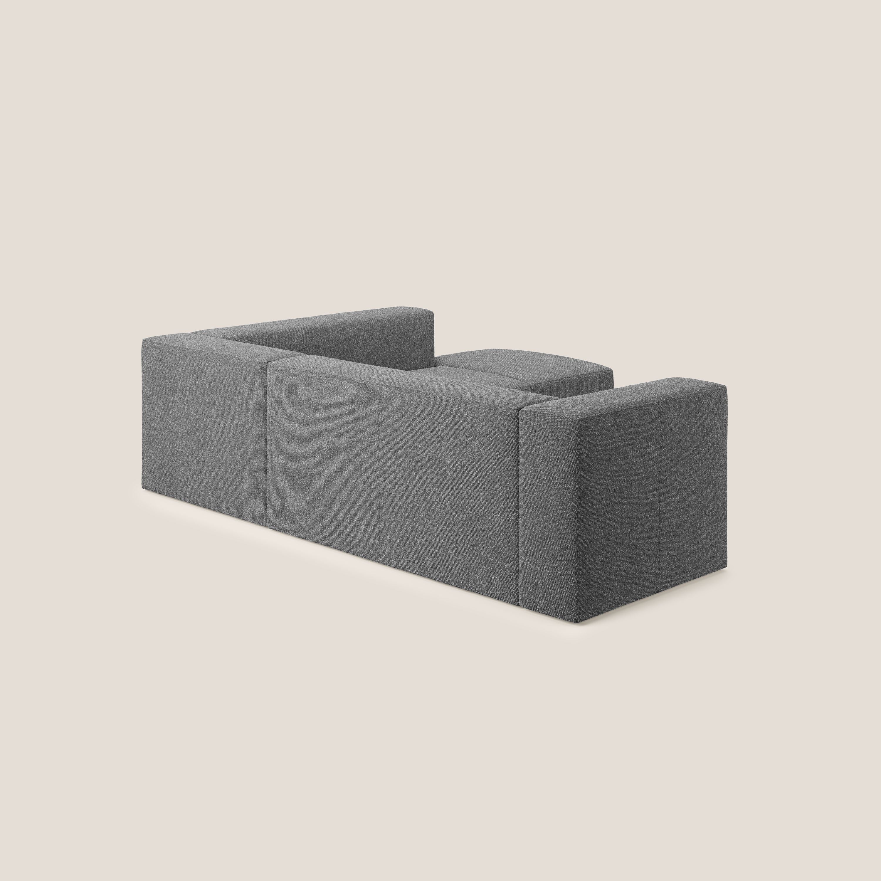 Nettuno divano angolare modulare componibile in morbido tessuto bouclè T07 antracite - divani.store