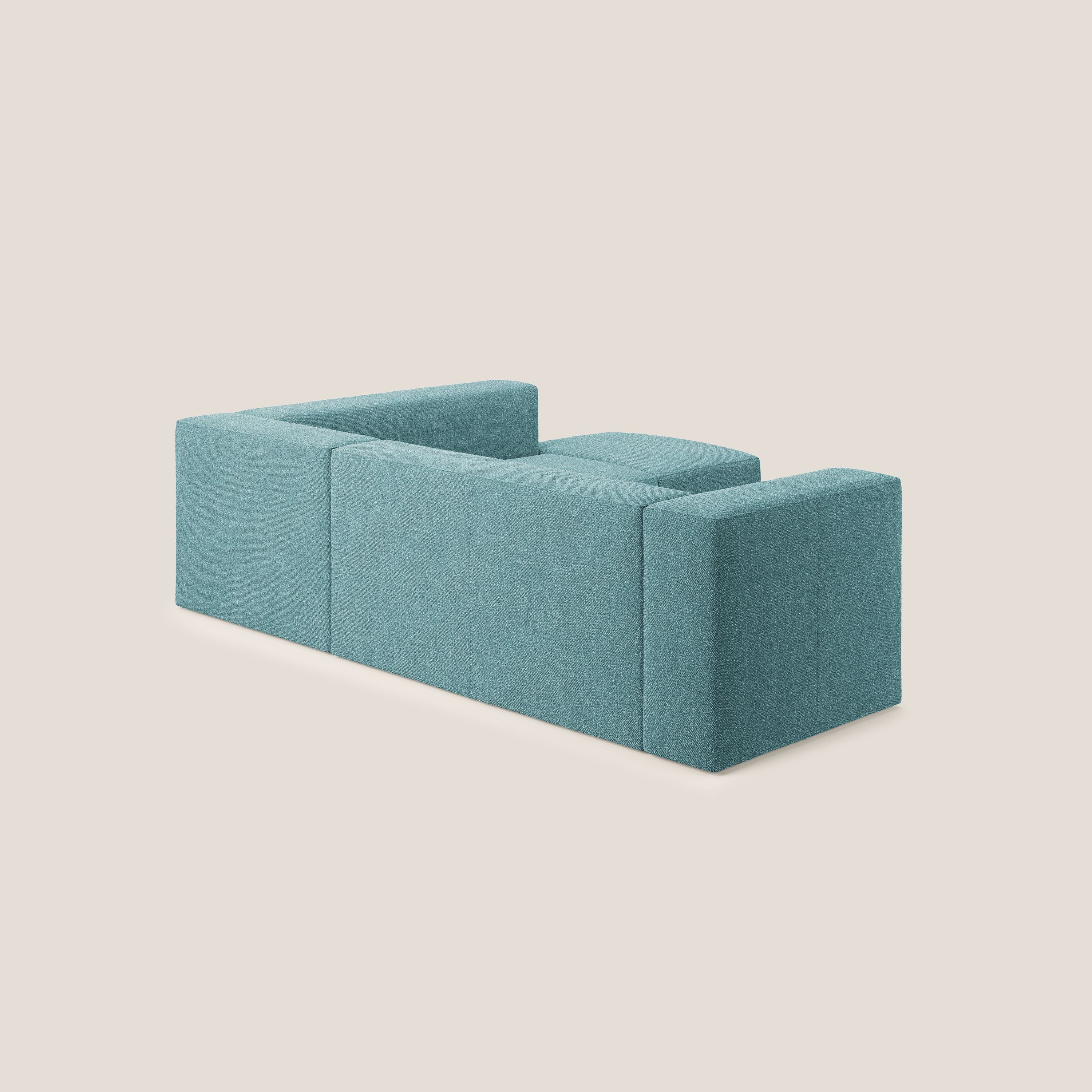 Nettuno divano angolare modulare componibile in morbido tessuto bouclè T07 azzurro - divani.store