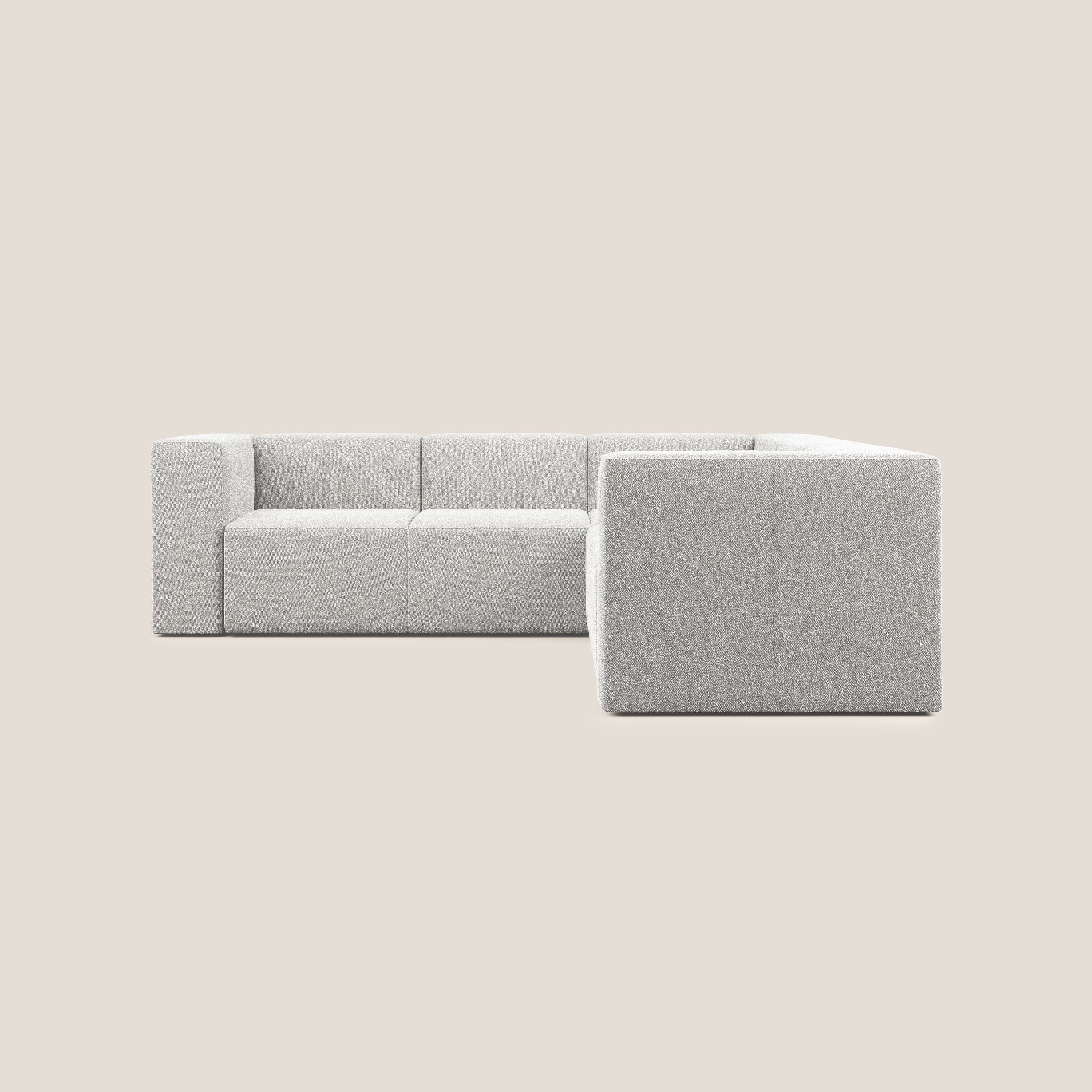 Nettuno divano angolare componibile reversibile in morbido tessuto bouclè T07 grigio - divani.store
