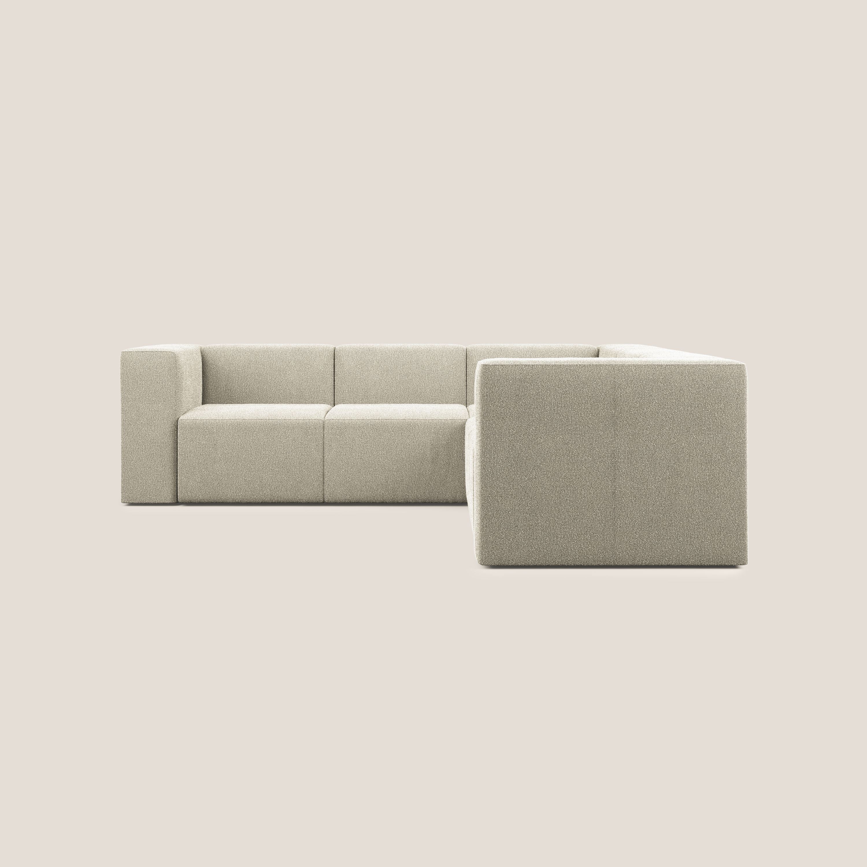 Nettuno divano angolare componibile reversibile in morbido tessuto bouclè T07 beige - divani.store