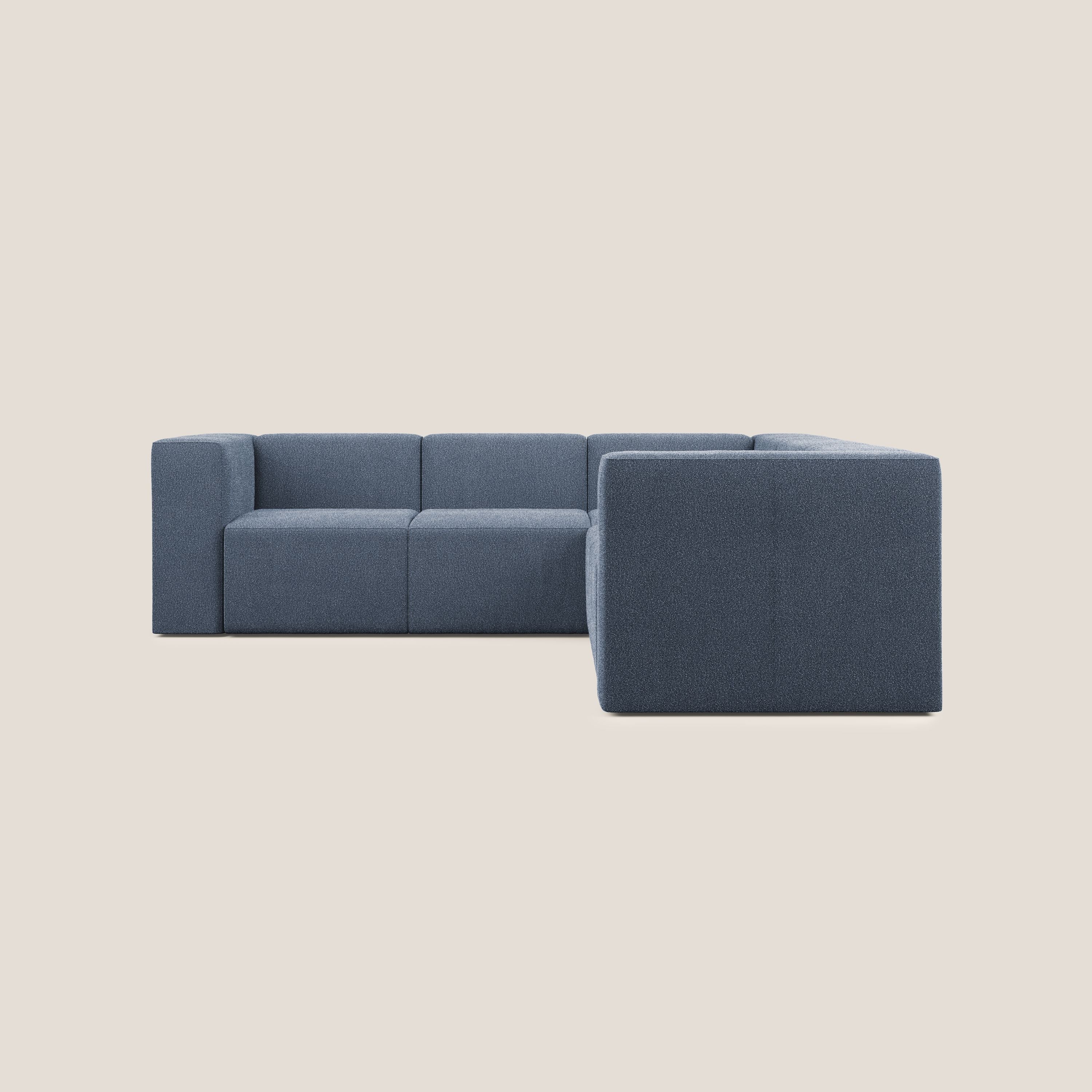 Nettuno divano angolare componibile reversibile in morbido tessuto bouclè T07 blu - divani.store