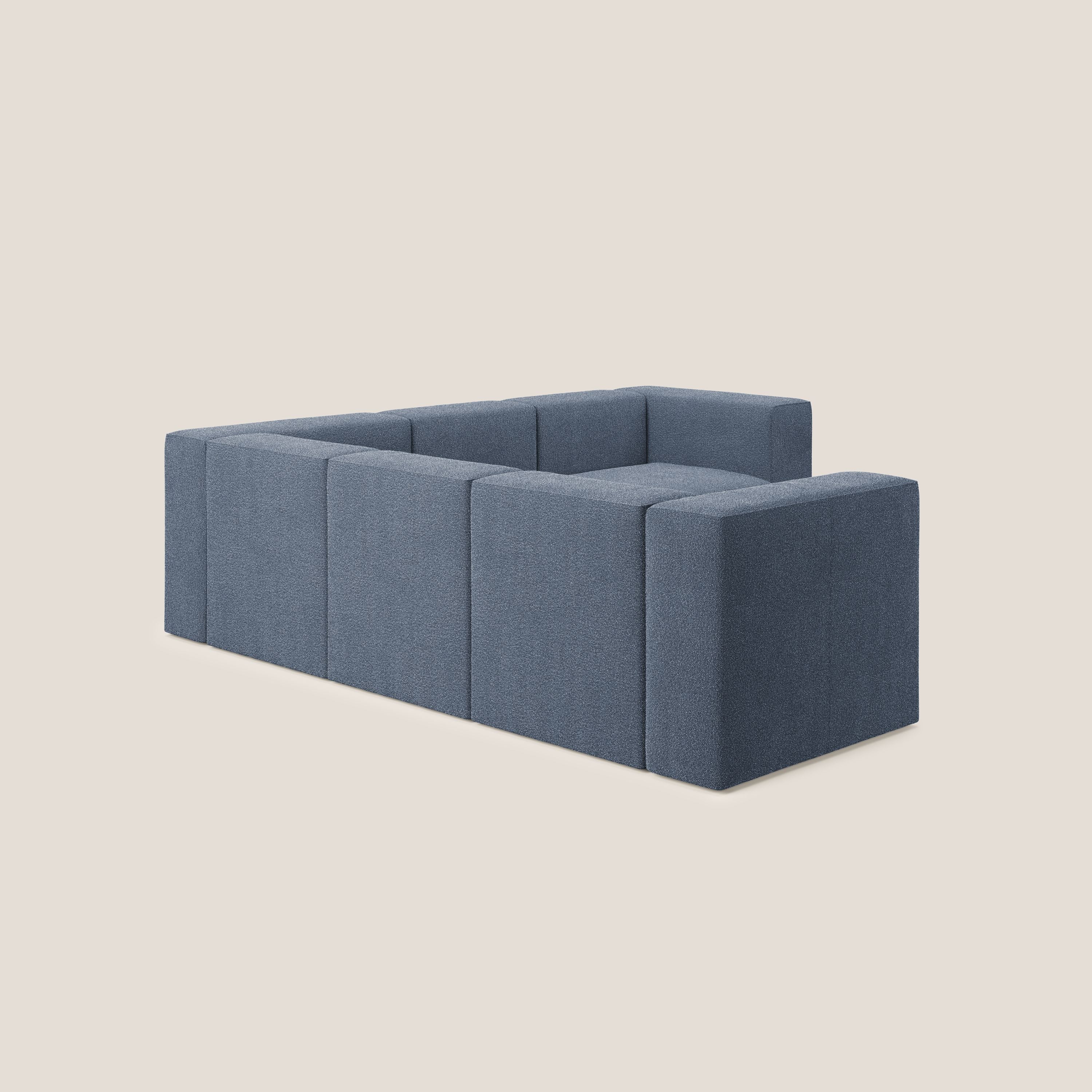 Nettuno divano angolare componibile reversibile in morbido tessuto bouclè T07 blu - divani.store