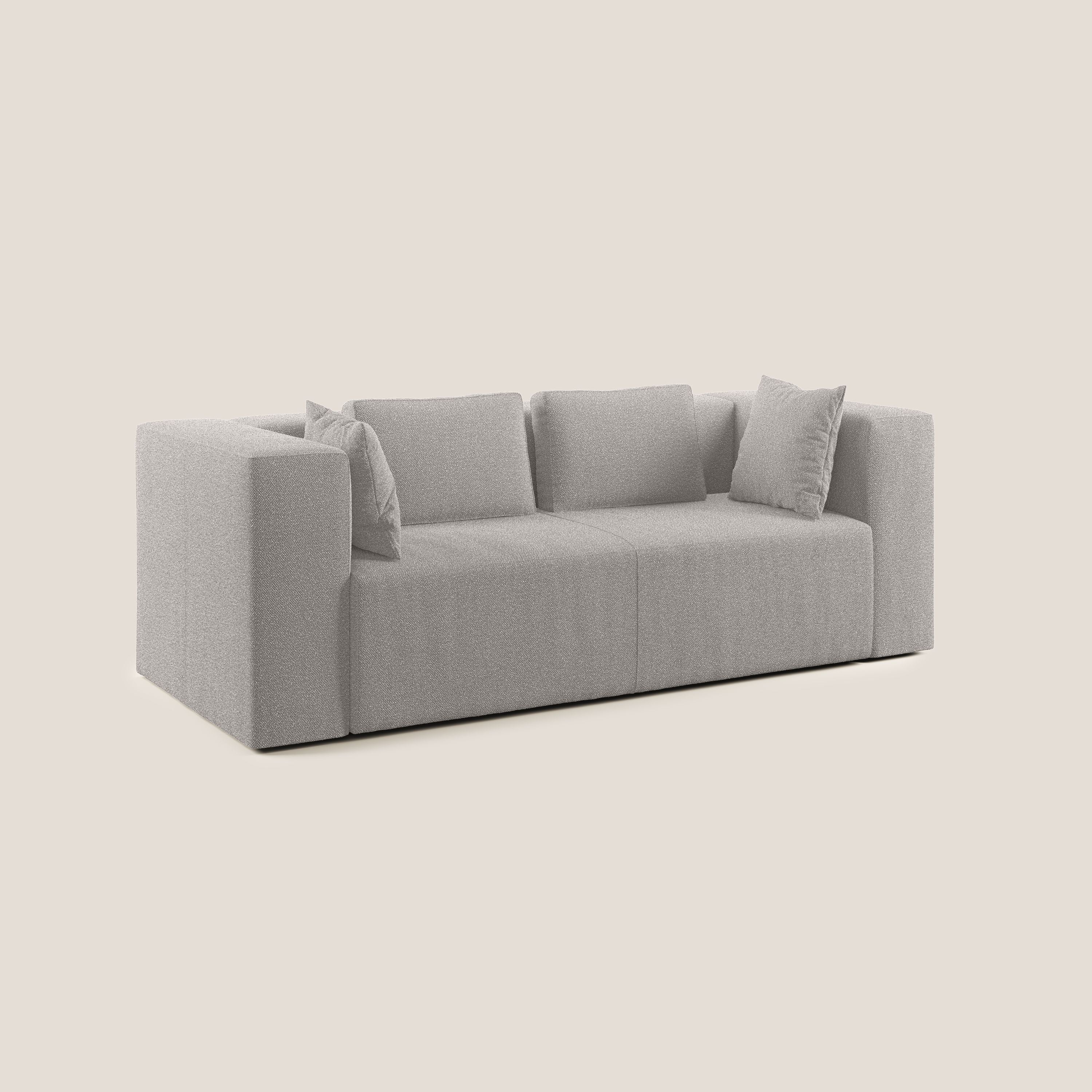 Nettuno divano moderno componibile in morbido tessuto bouclè T07 grigio - divani.store