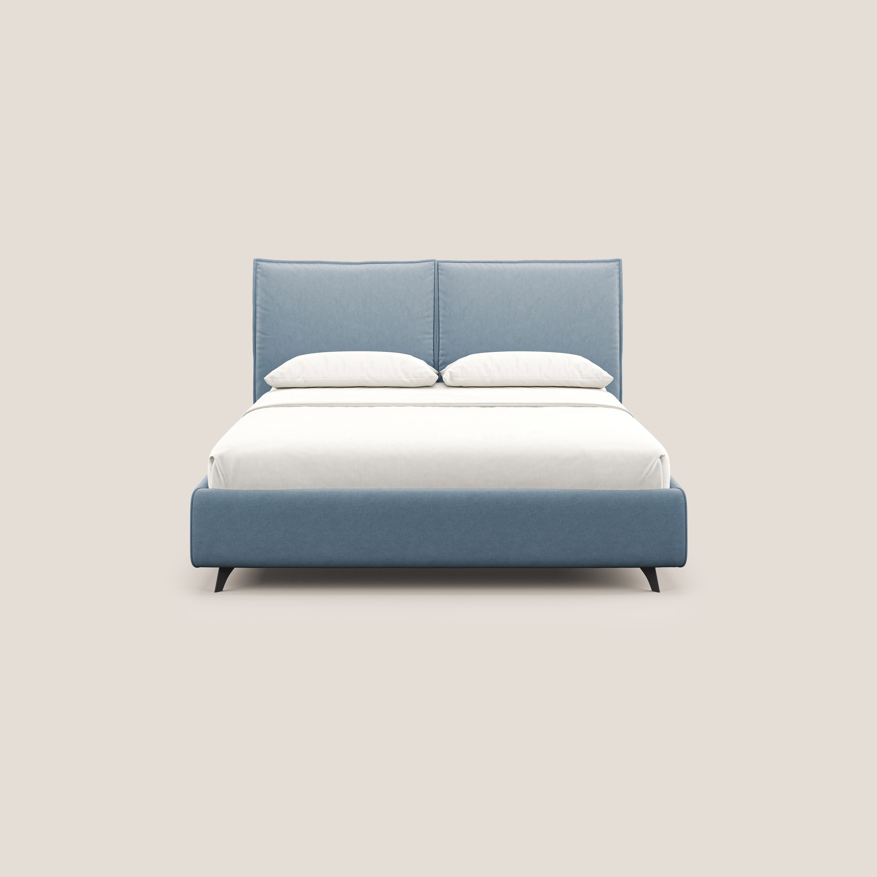 Nives letto imbottito contenitore sfoderabile in microfibra velluto impermeabile T09 carta da zucchero - divani.store