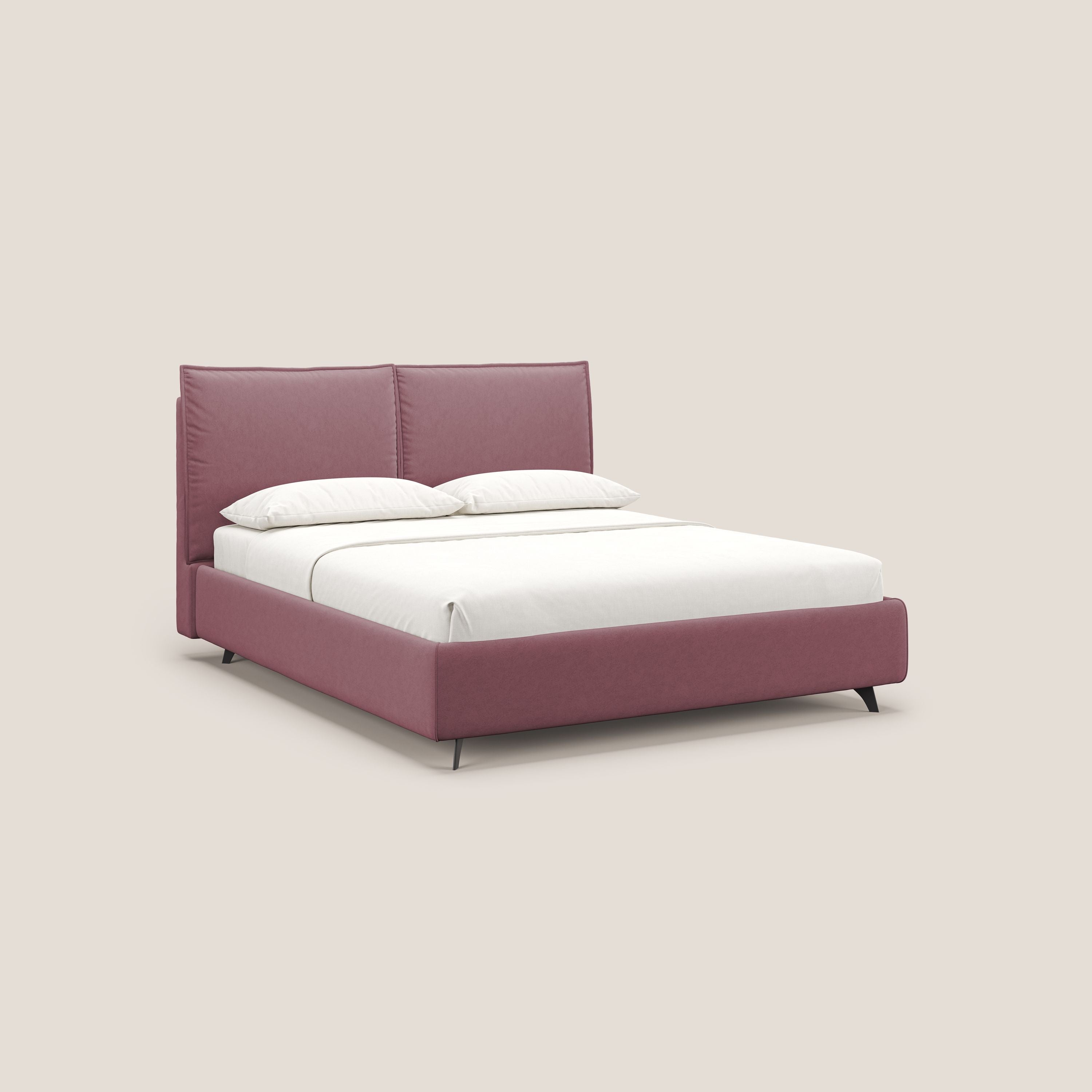 Nives letto imbottito contenitore sfoderabile in microfibra velluto impermeabile T09 salmone - divani.store
