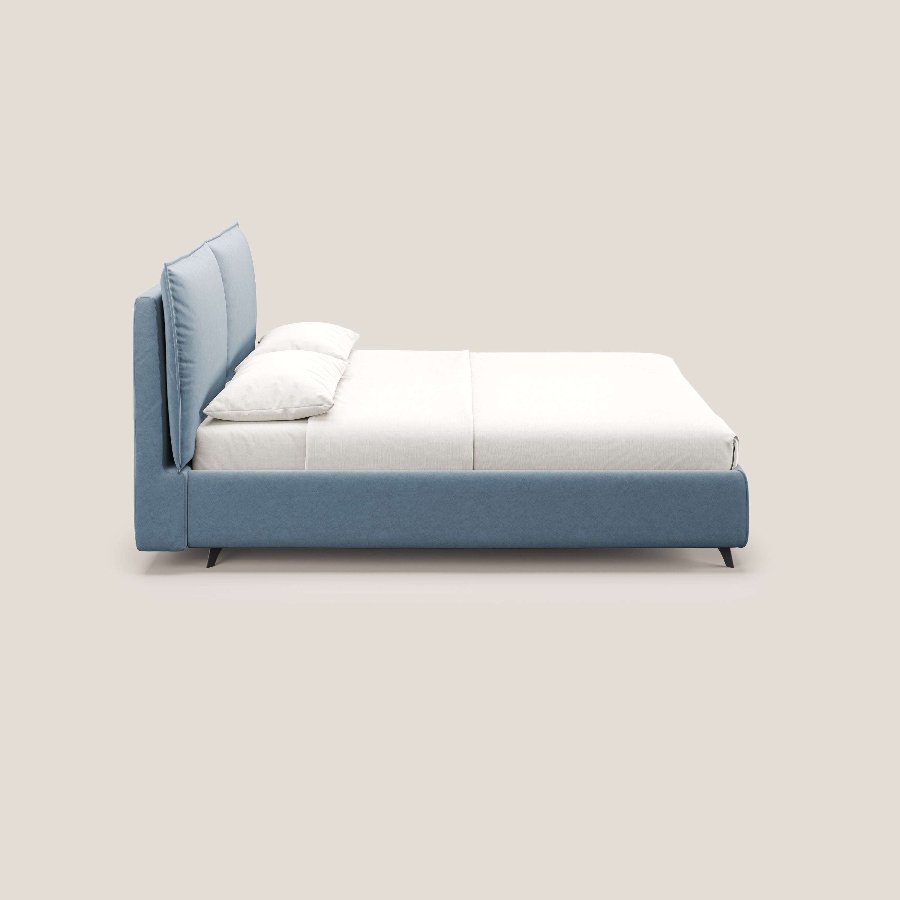 Nives letto imbottito contenitore sfoderabile in microfibra velluto impermeabile T09 carta da zucchero - divani.store