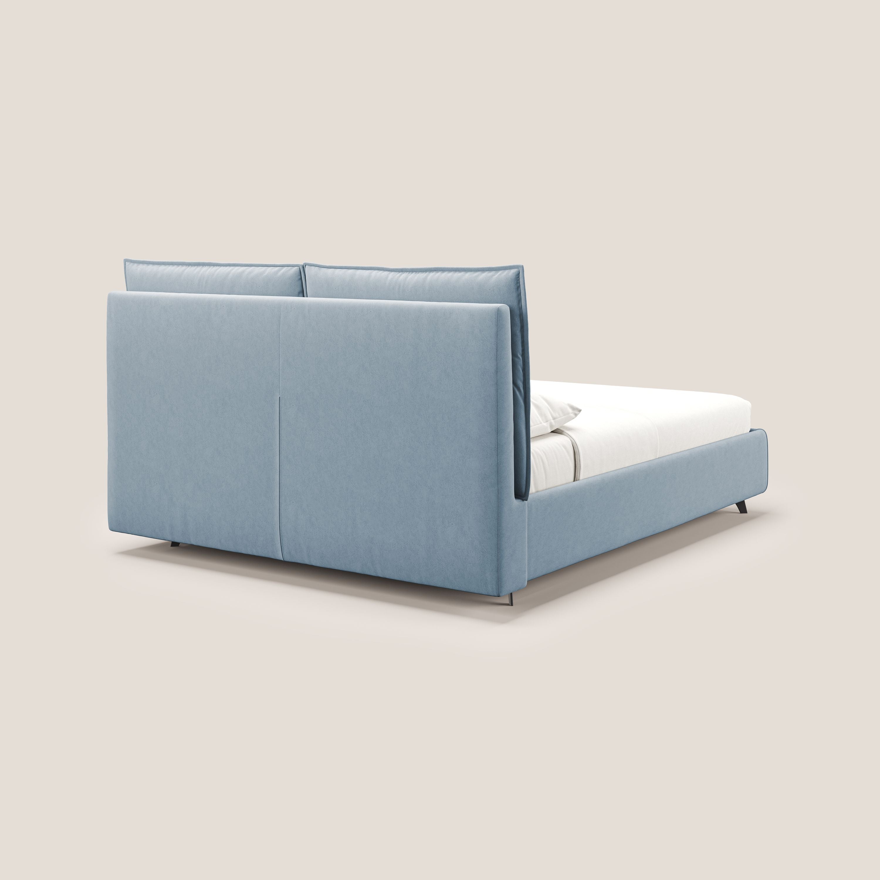 Nives letto imbottito contenitore sfoderabile in microfibra velluto impermeabile T09 carta da zucchero - divani.store