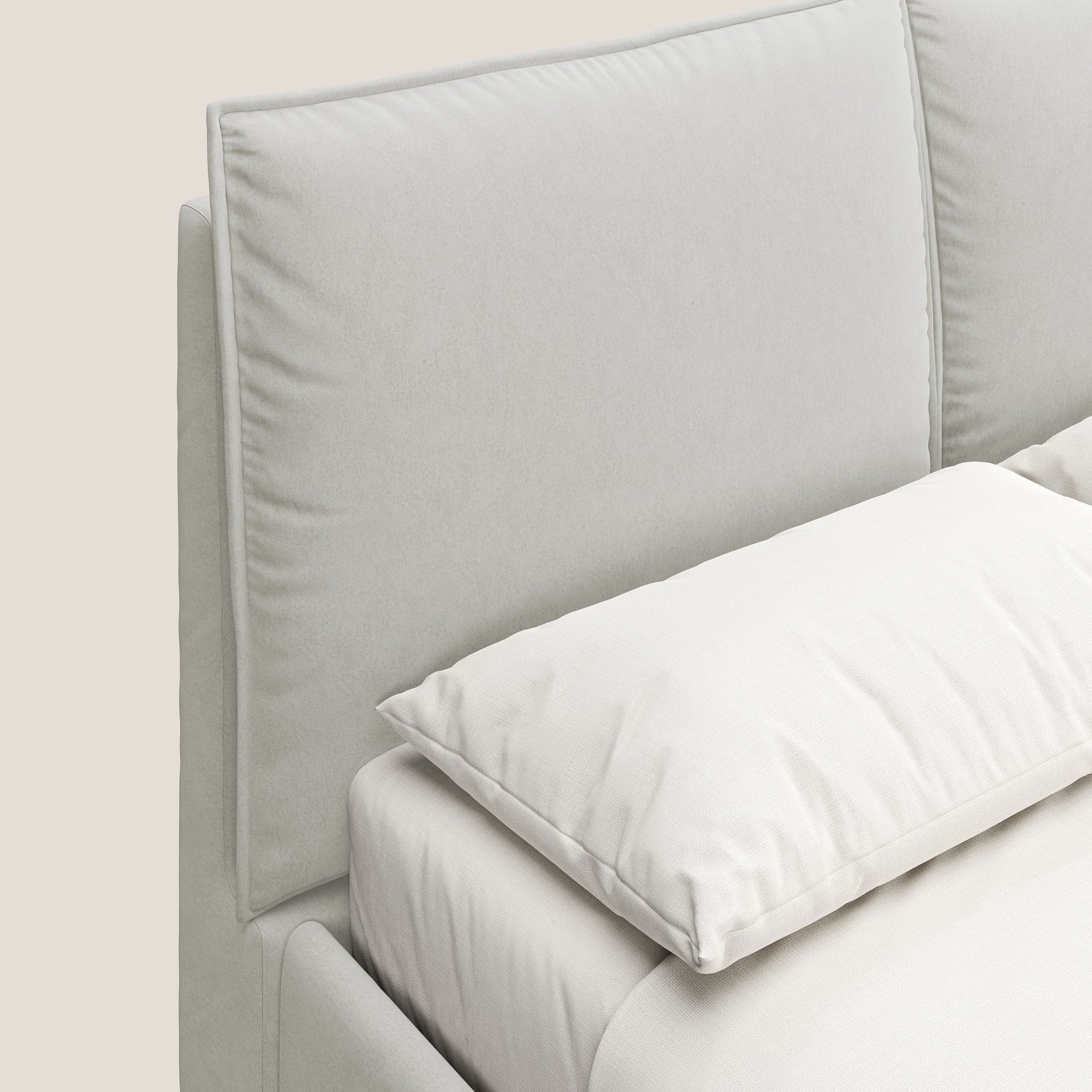Nives lit rembourré avec coffre déhoussable en microfibre velours imperméable T09