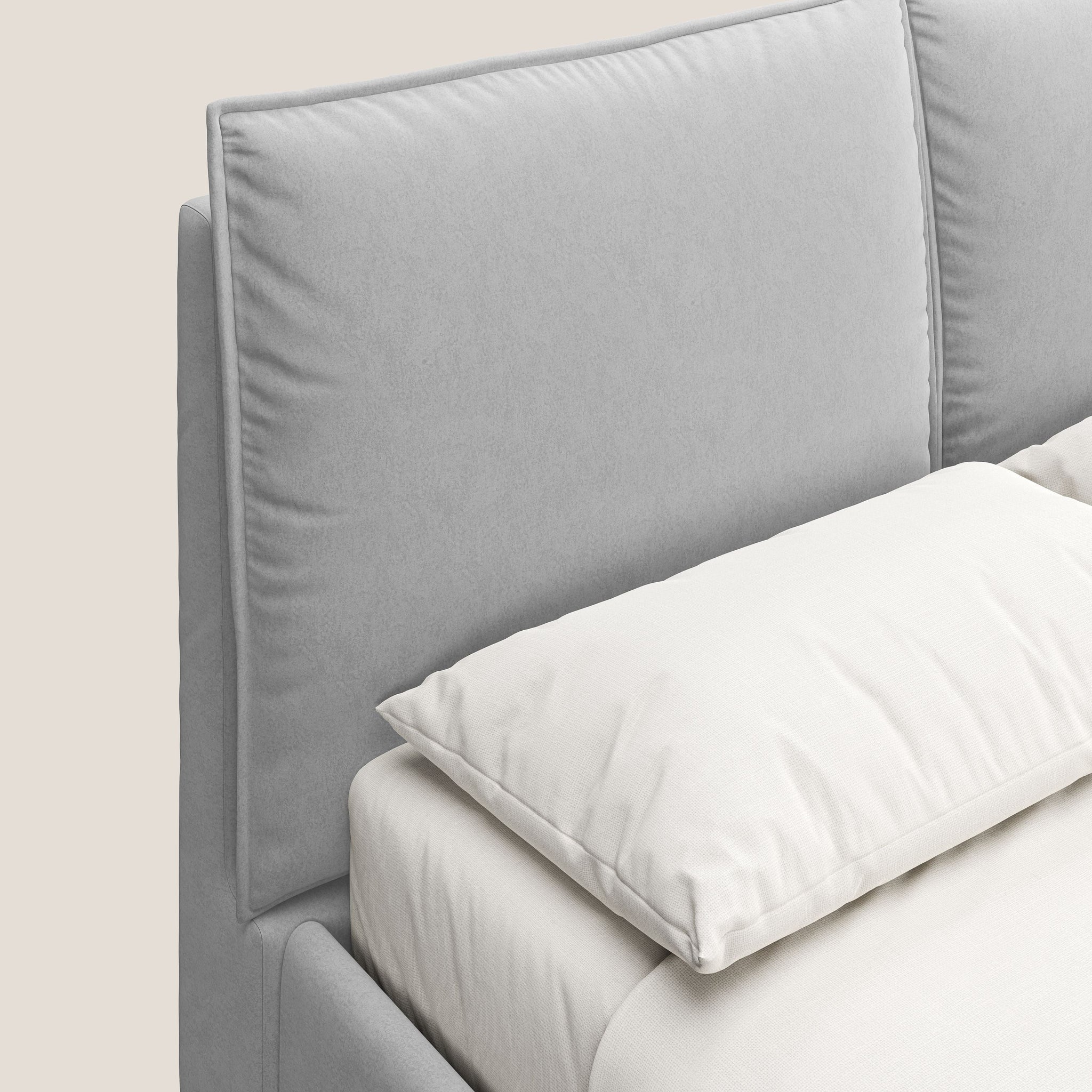 Nives lit rembourré avec coffre déhoussable en microfibre velours imperméable T09