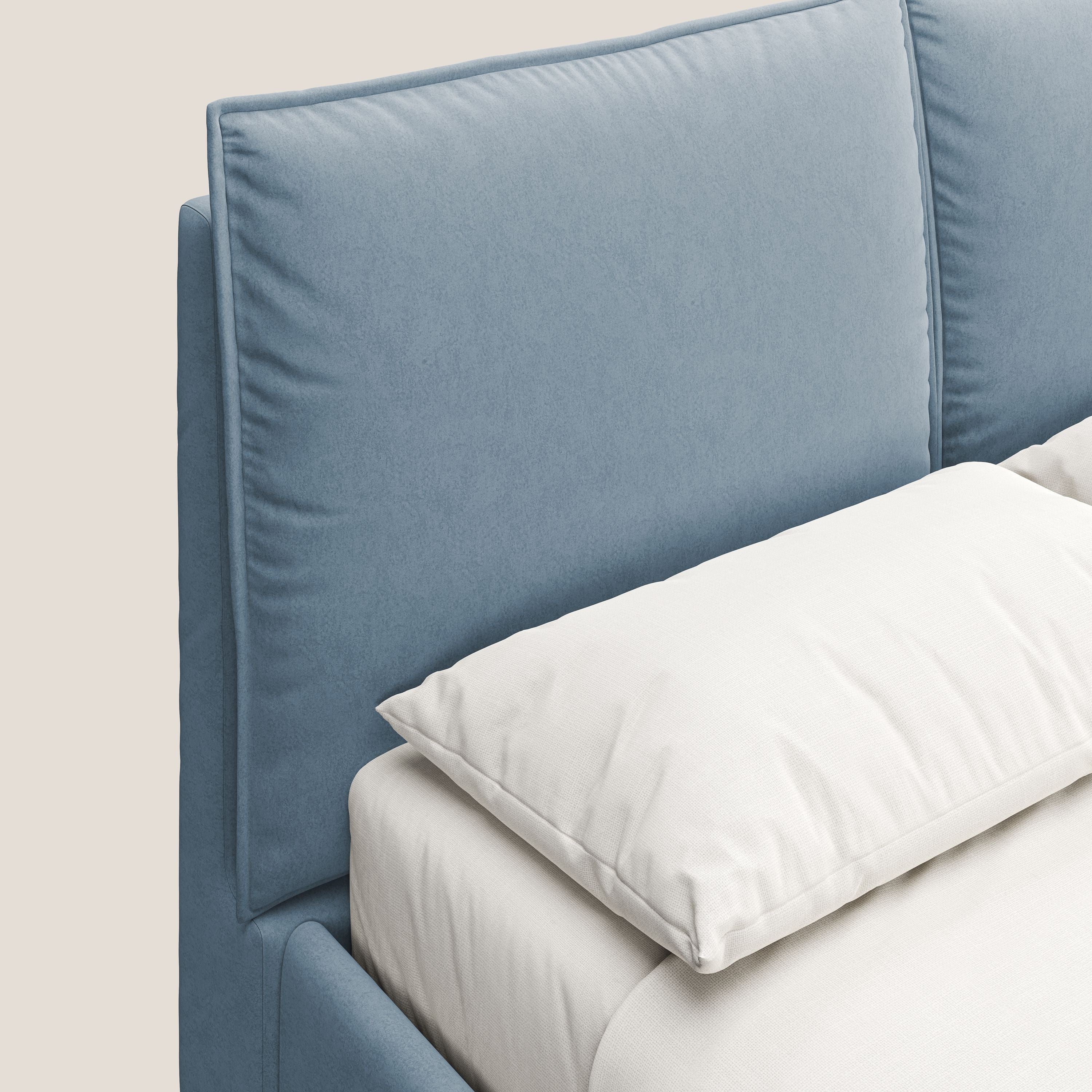 Nives letto imbottito contenitore sfoderabile in microfibra velluto impermeabile T09 carta da zucchero - divani.store